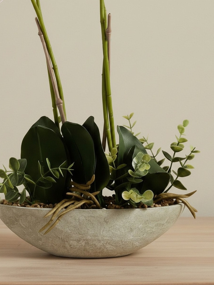 Areos Artificial Orchid Plant in Paper Pulp Pot - 50 cm
