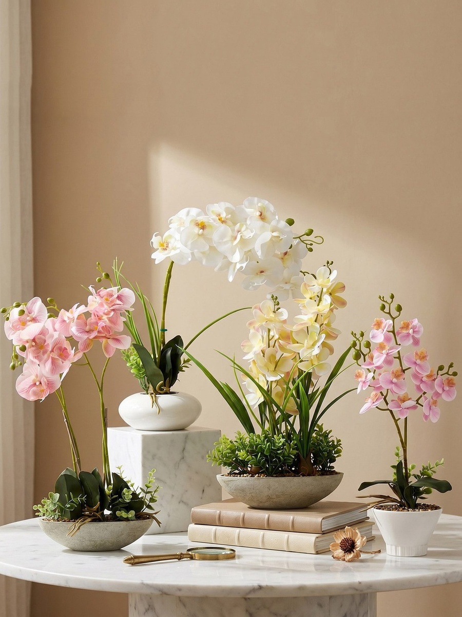 Areos Artificial Orchid Plant in Paper Pulp Pot - 50 cm