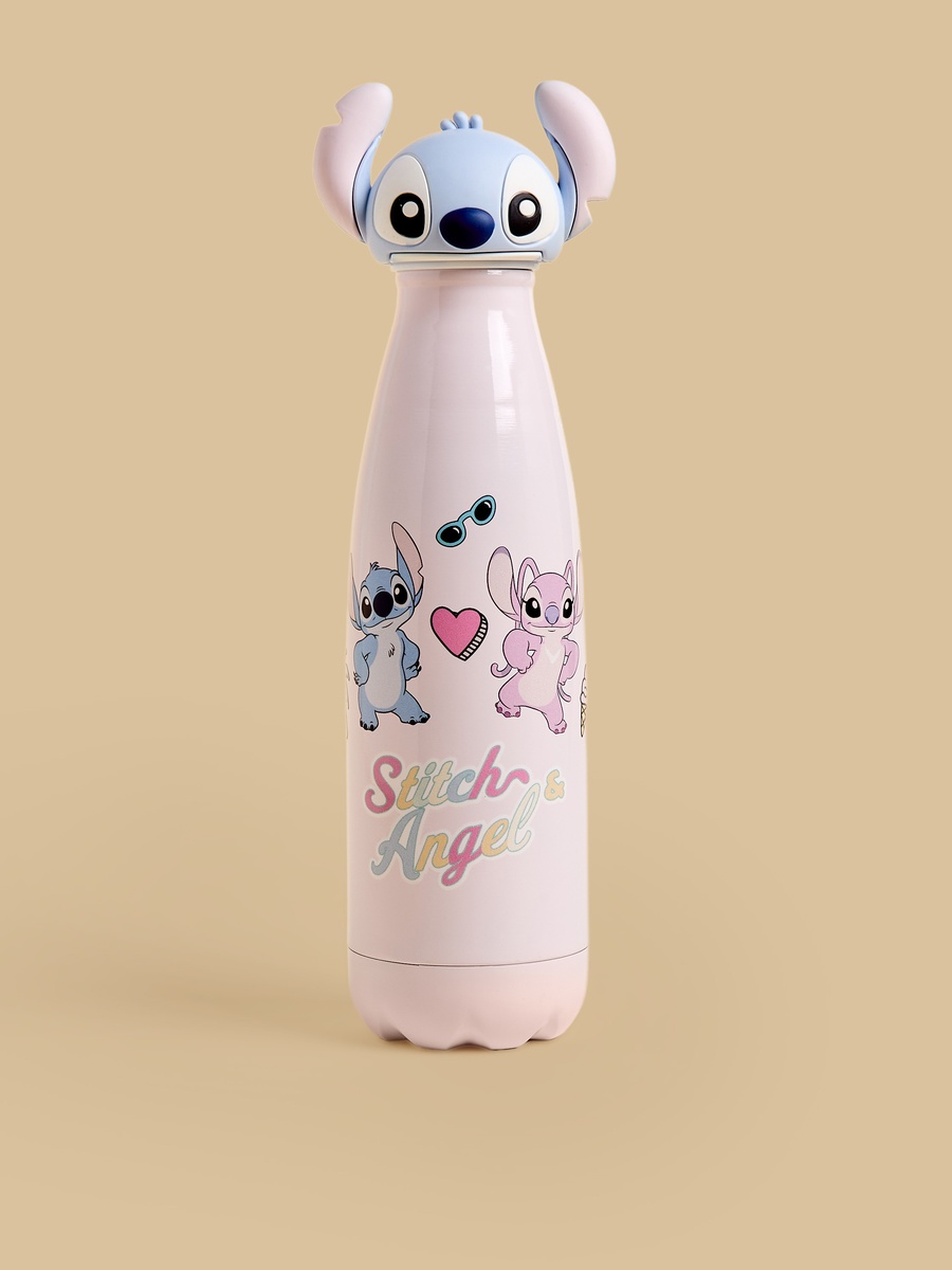 Stitch and Angel Print Vacuum Water Bottle