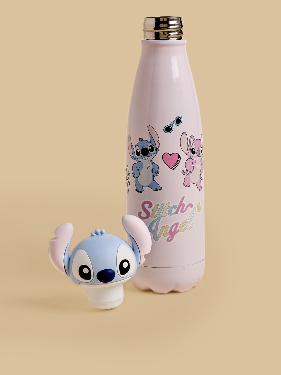 Stitch and Angel Print Vacuum Water Bottle