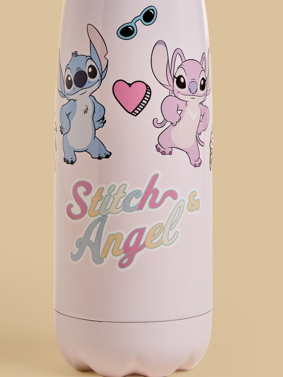 Stitch and Angel Print Vacuum Water Bottle