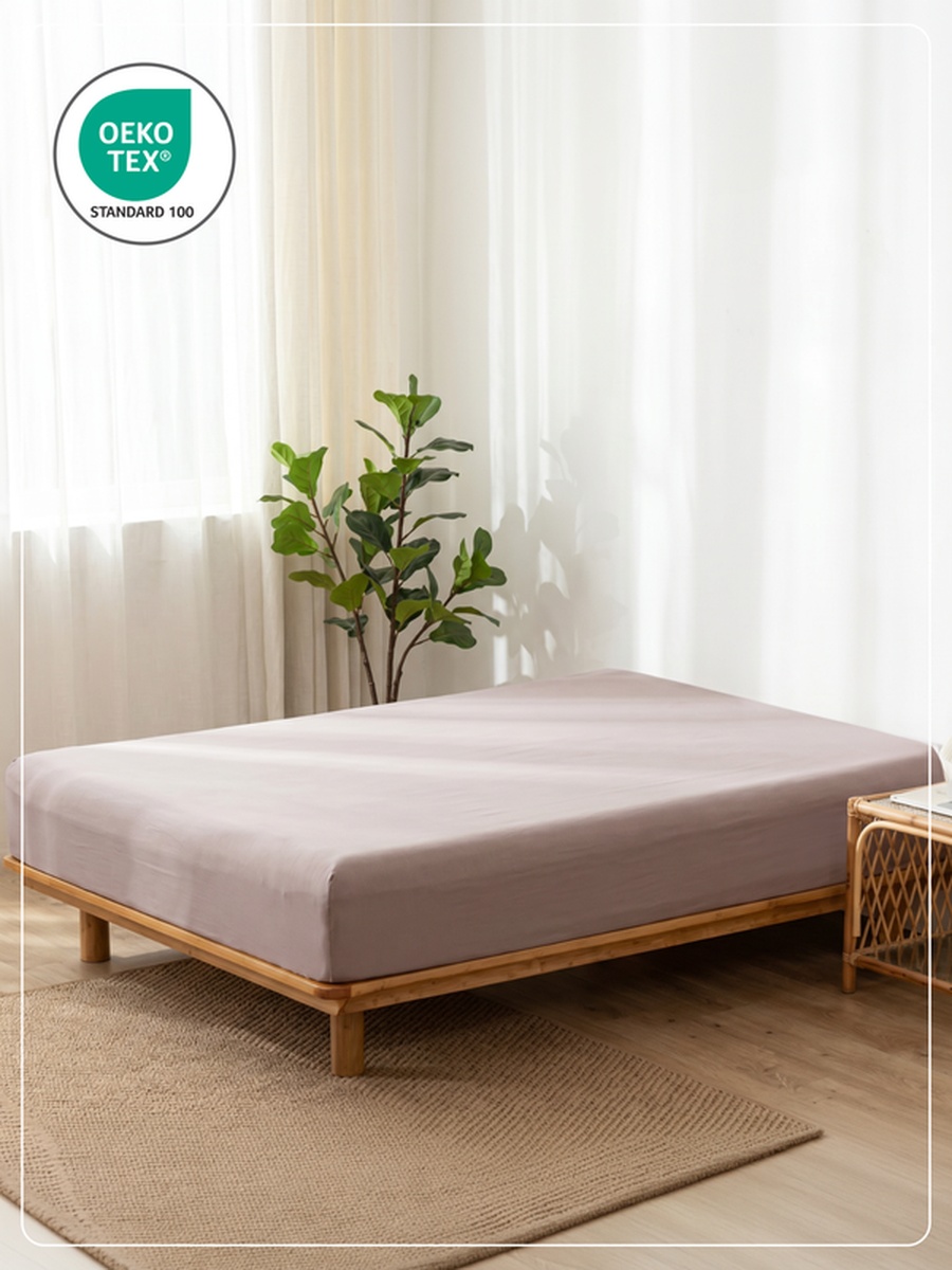 1-Piece King Fitted Sheet, 180x200cm - Pink