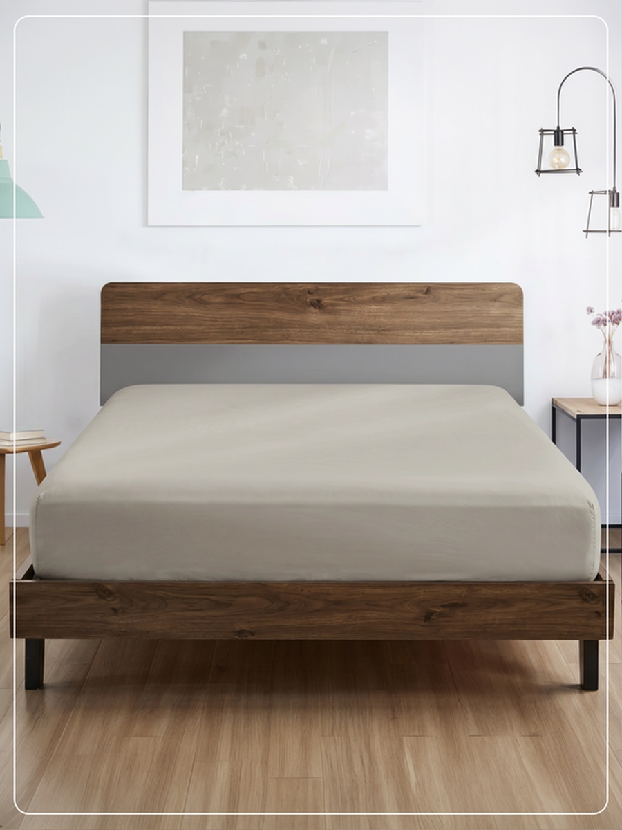 1-Piece King Fitted Sheet, 180x200cm - Silver