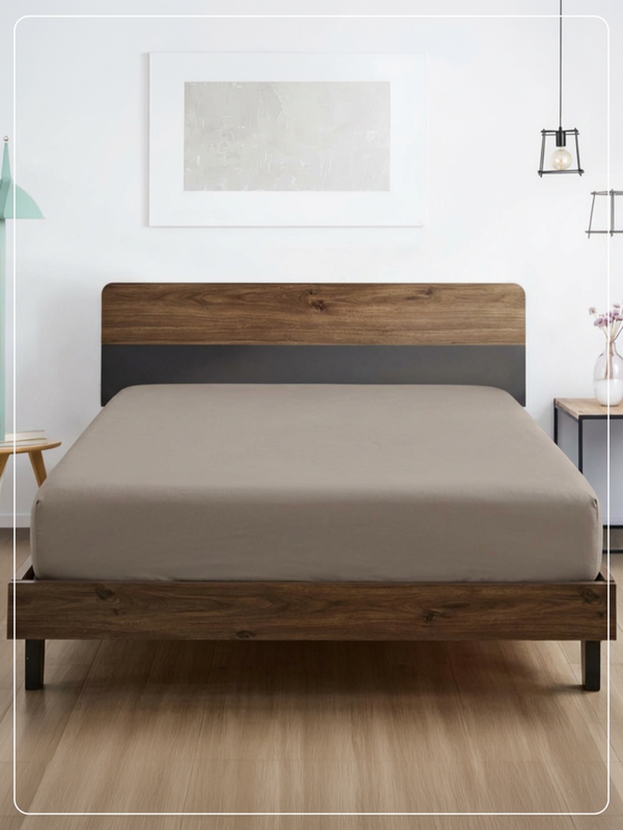 1-Piece Queen Fitted Sheet, 160x200cm -Beige