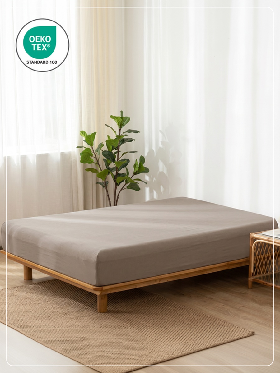 1-Piece Queen Fitted Sheet, 160x200cm -Beige