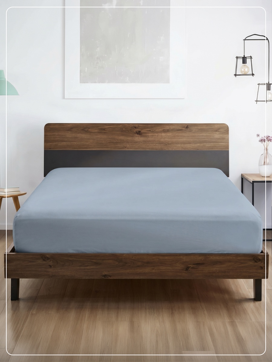 1-Piece Queen Fitted Sheet, 160x200cm - Blue