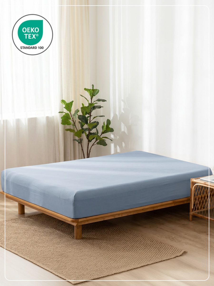 1-Piece Queen Fitted Sheet, 160x200cm - Blue