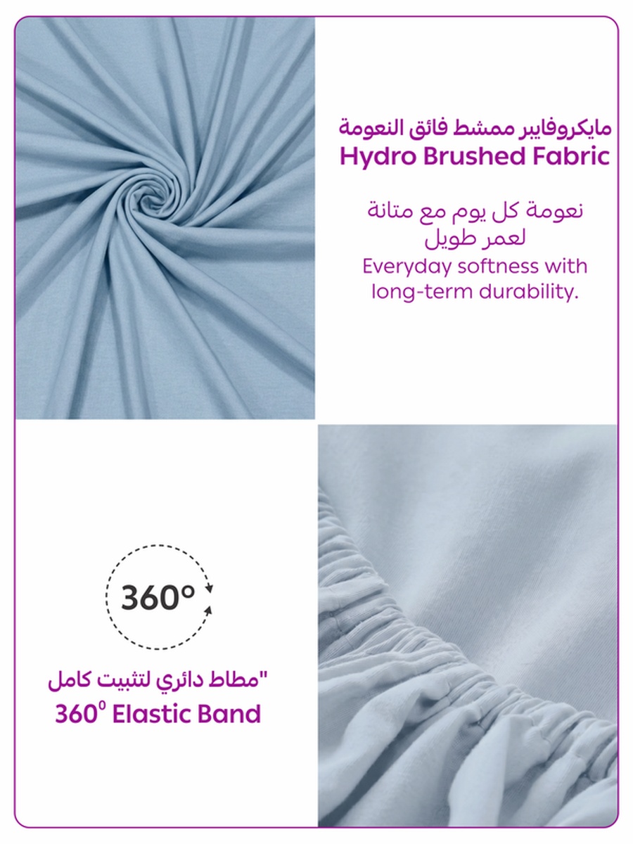 1-Piece Queen Fitted Sheet, 160x200cm - Blue