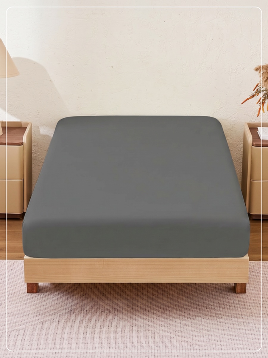 1-Piece Twin Fitted Sheet, 120x200cm - Charcoal