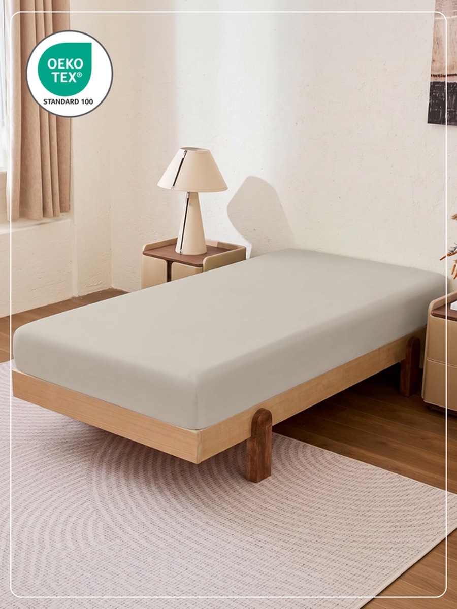 1-Piece Twin Fitted Sheet, 120x200cm - Silver