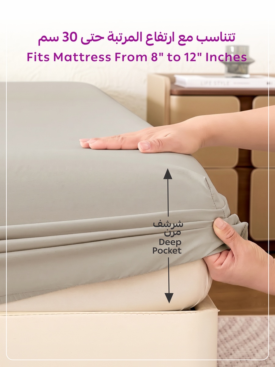 1-Piece Twin Fitted Sheet, 120x200cm - Silver