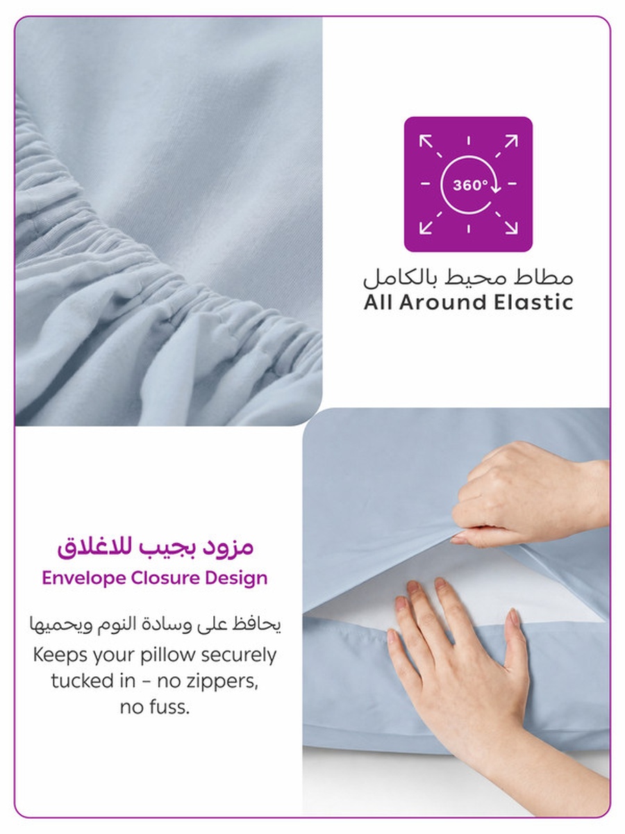 4-Piece Super King Bed Sheet Set 200x200 and 35cm, Wrinkle Resistant - Blue