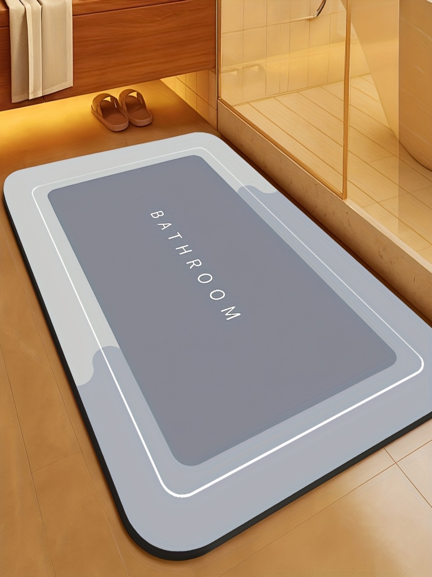 Grey Non-Slip Bathroom Mat