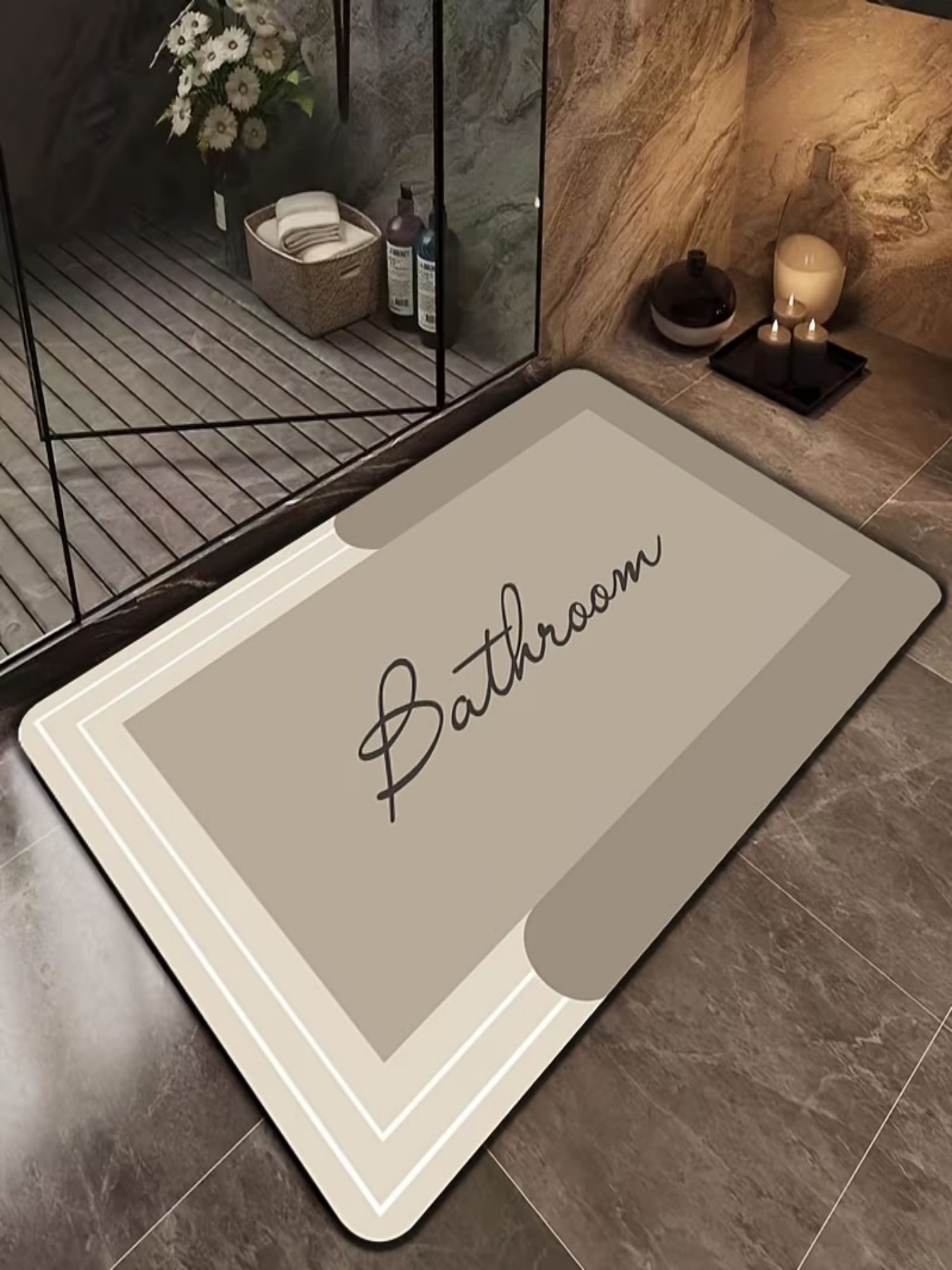 Brown Non-Slip Bathroom Mat