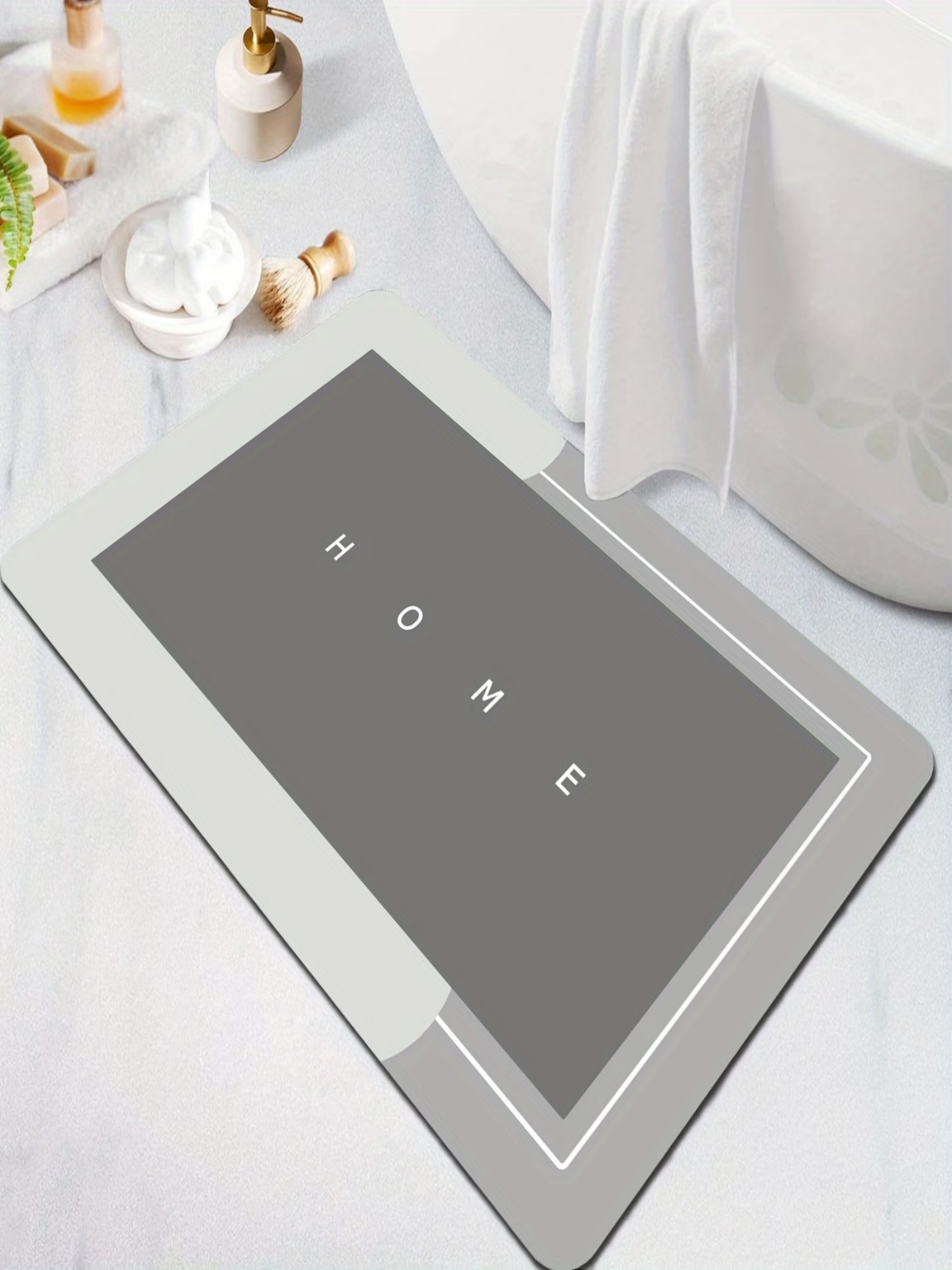 Grey Non-Slip Bathroom Mat