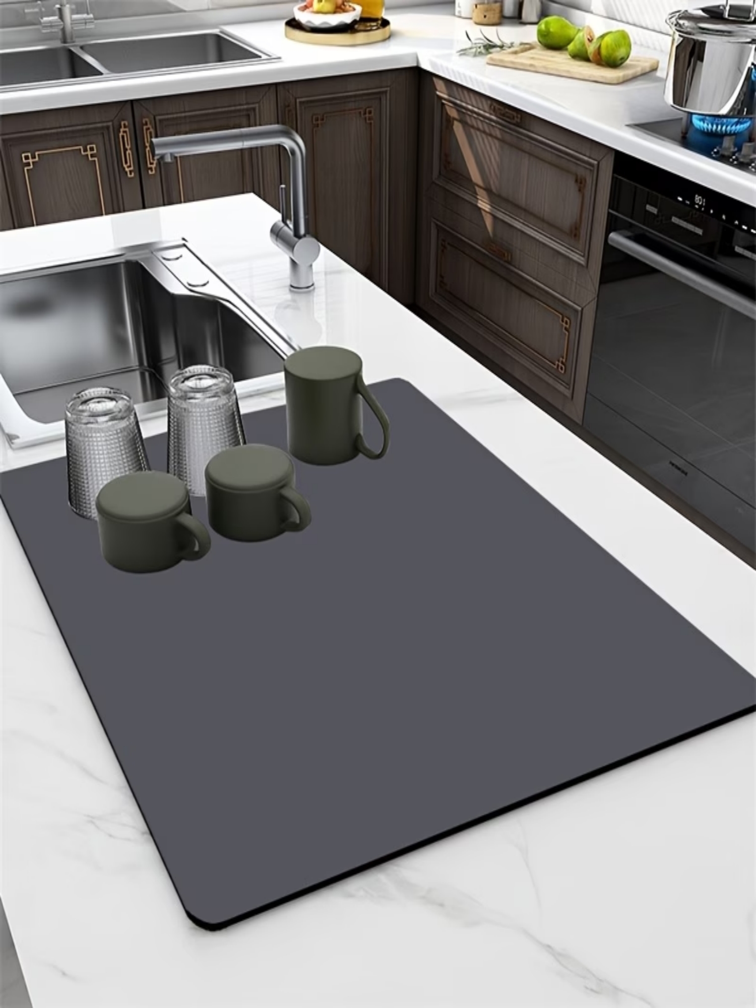 Absorbent Anti-Slip Table Mat, Grey