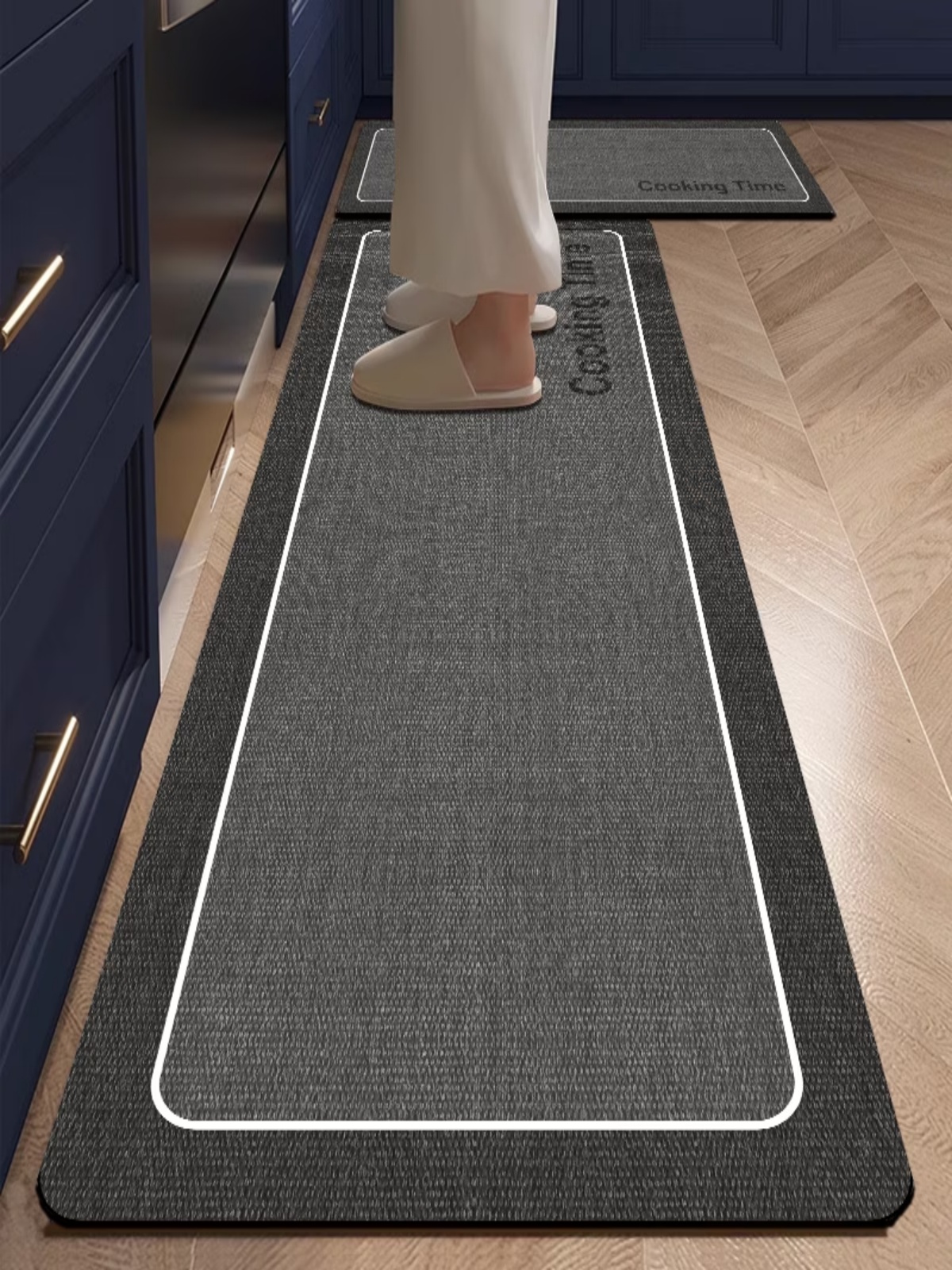 2-Piece Kitchen Rug, Charcoal