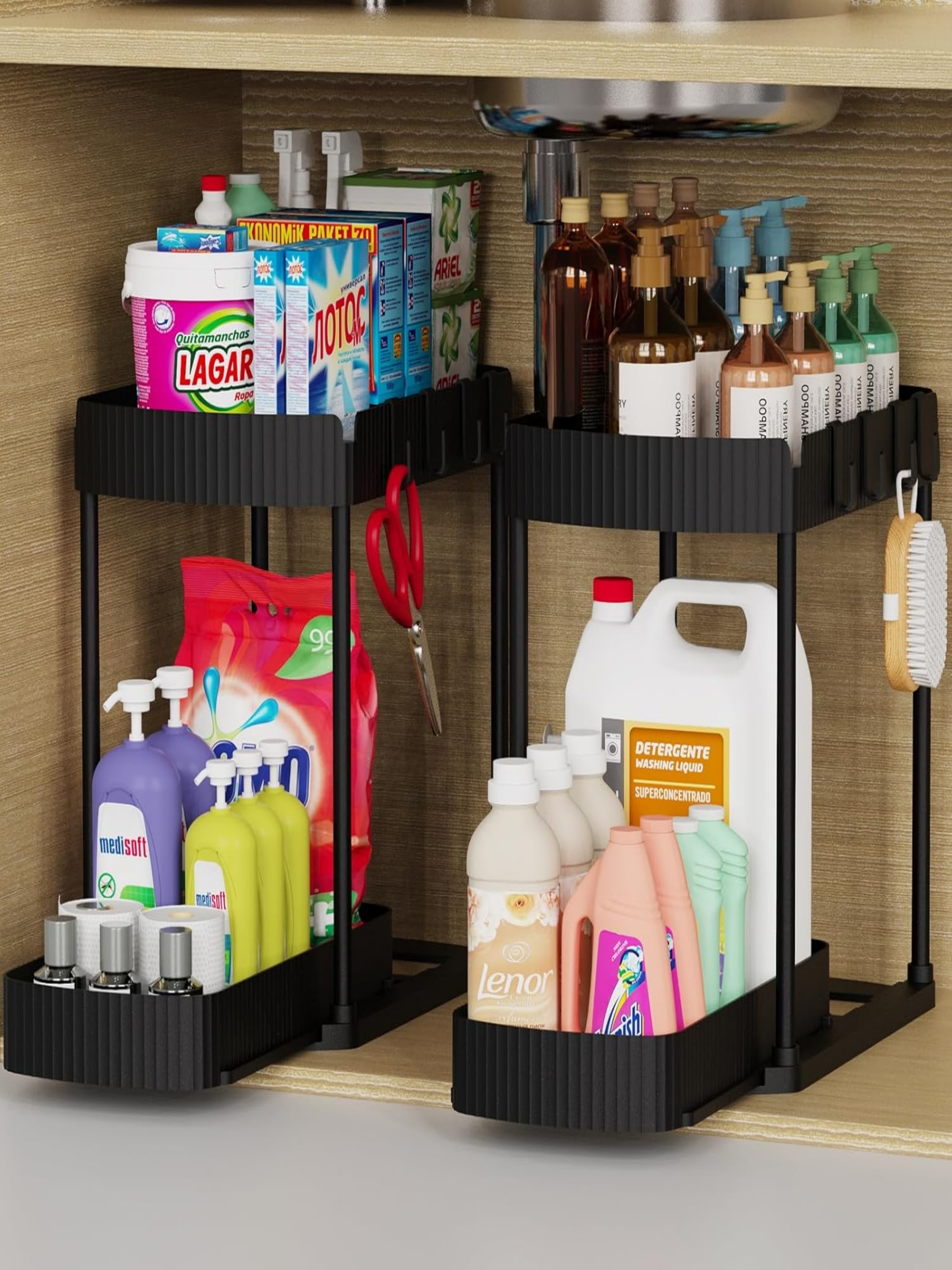 Black 2-Tier Pull-Out Under-Sink Organizer