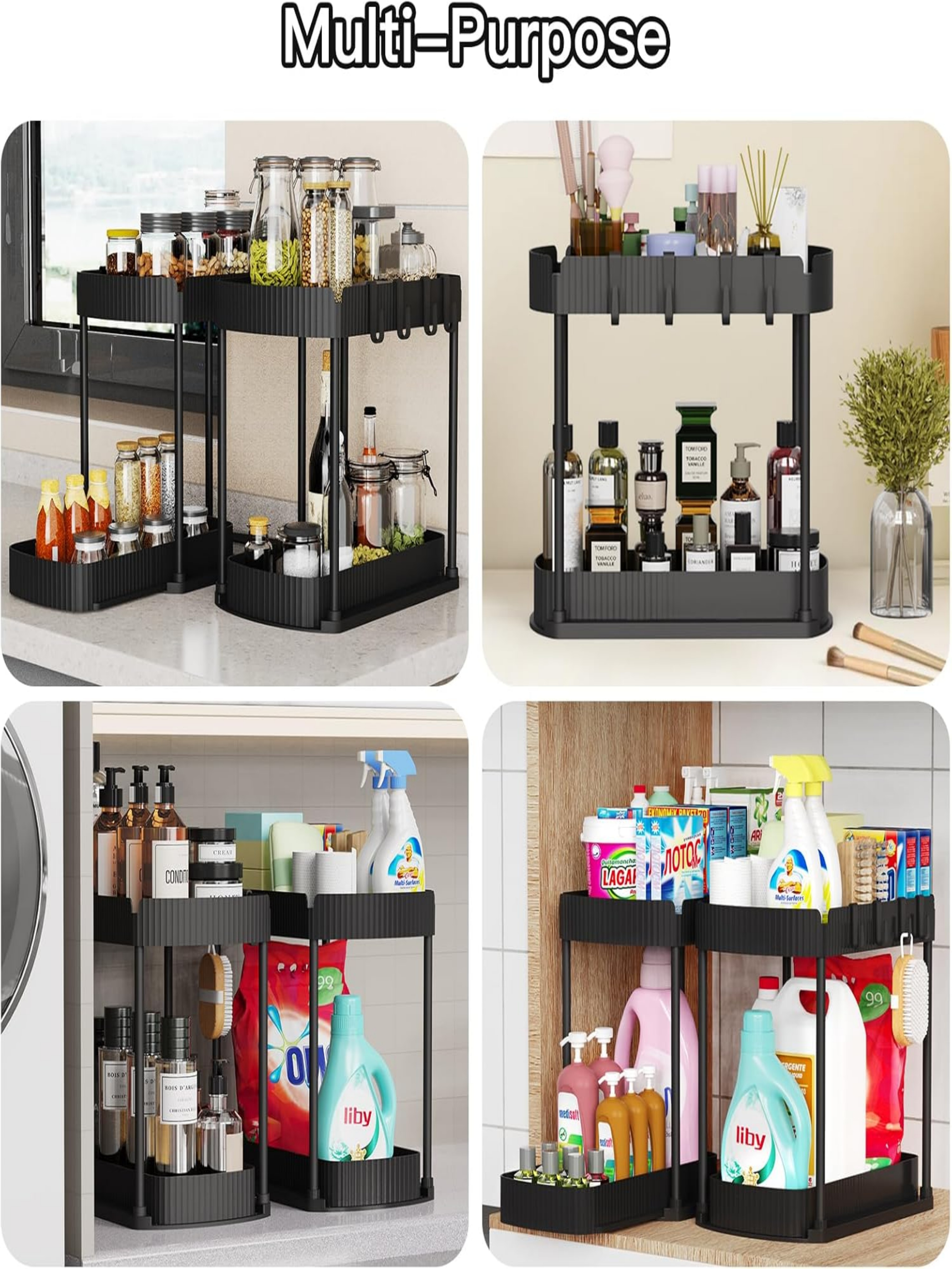 Black 2-Tier Pull-Out Under-Sink Organizer
