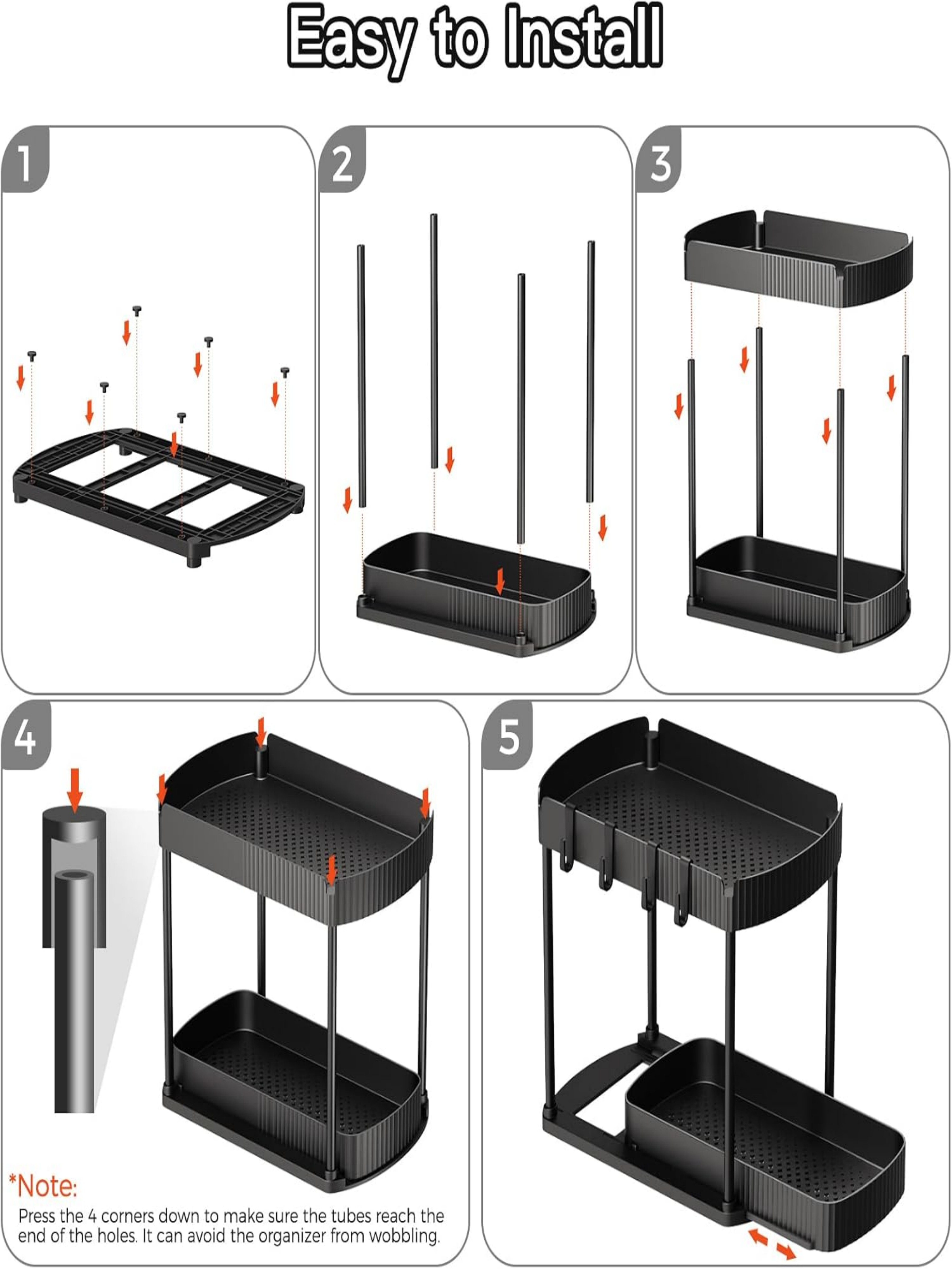 Black 2-Tier Pull-Out Under-Sink Organizer