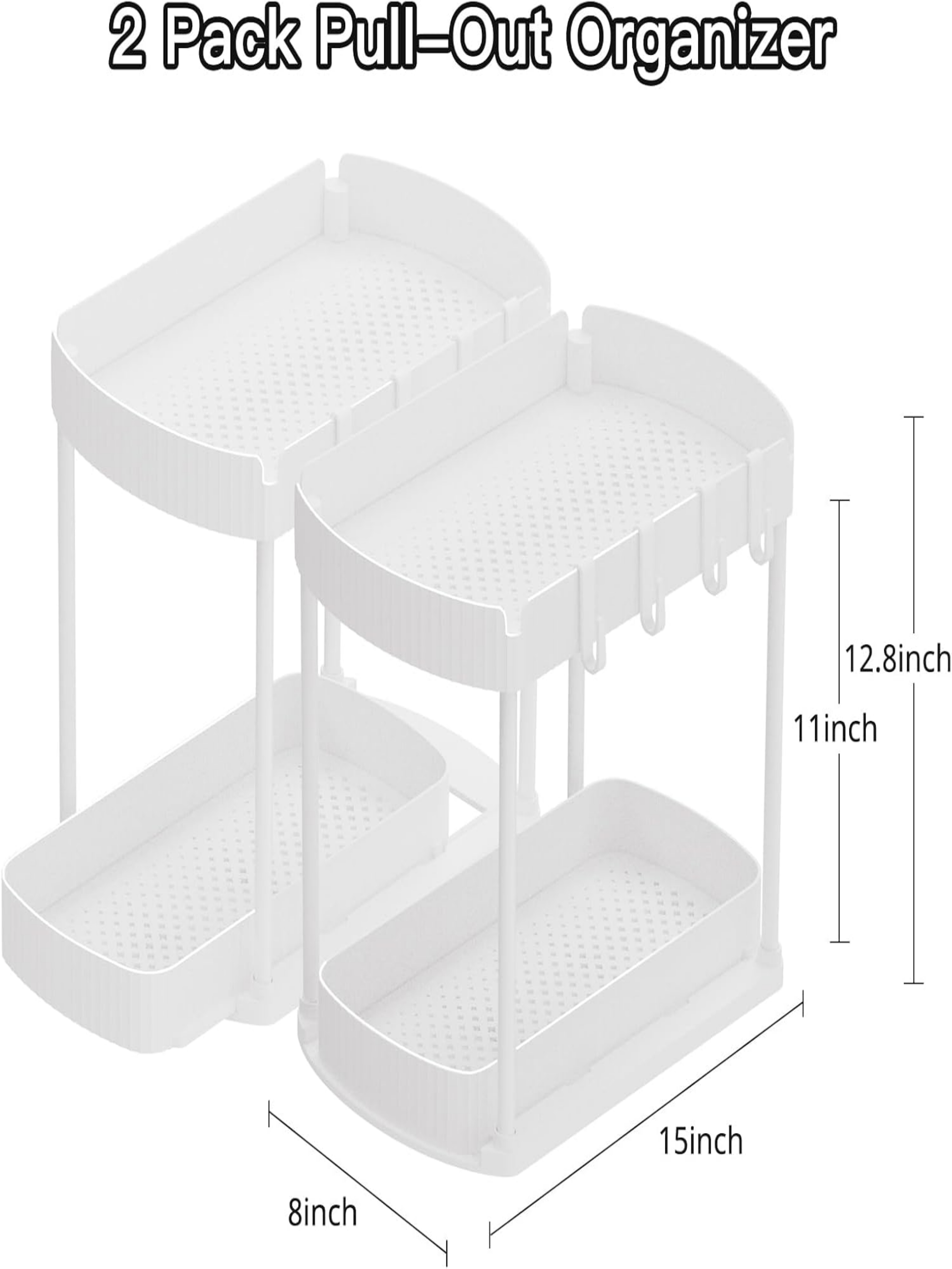 White 2-Tier Pull-Out Under-Sink Storage Rack Organizer