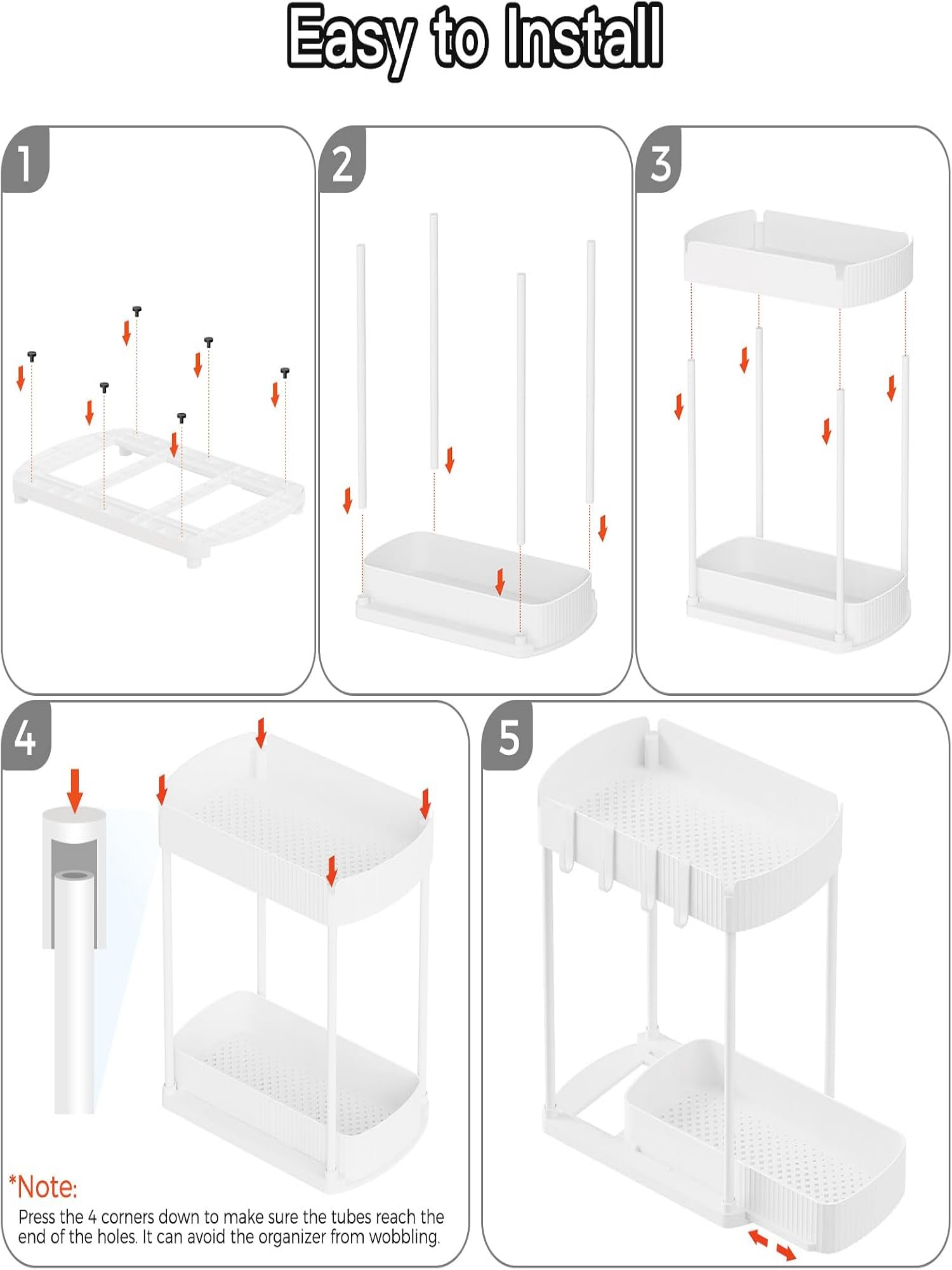 White 2-Tier Pull-Out Under-Sink Storage Rack Organizer