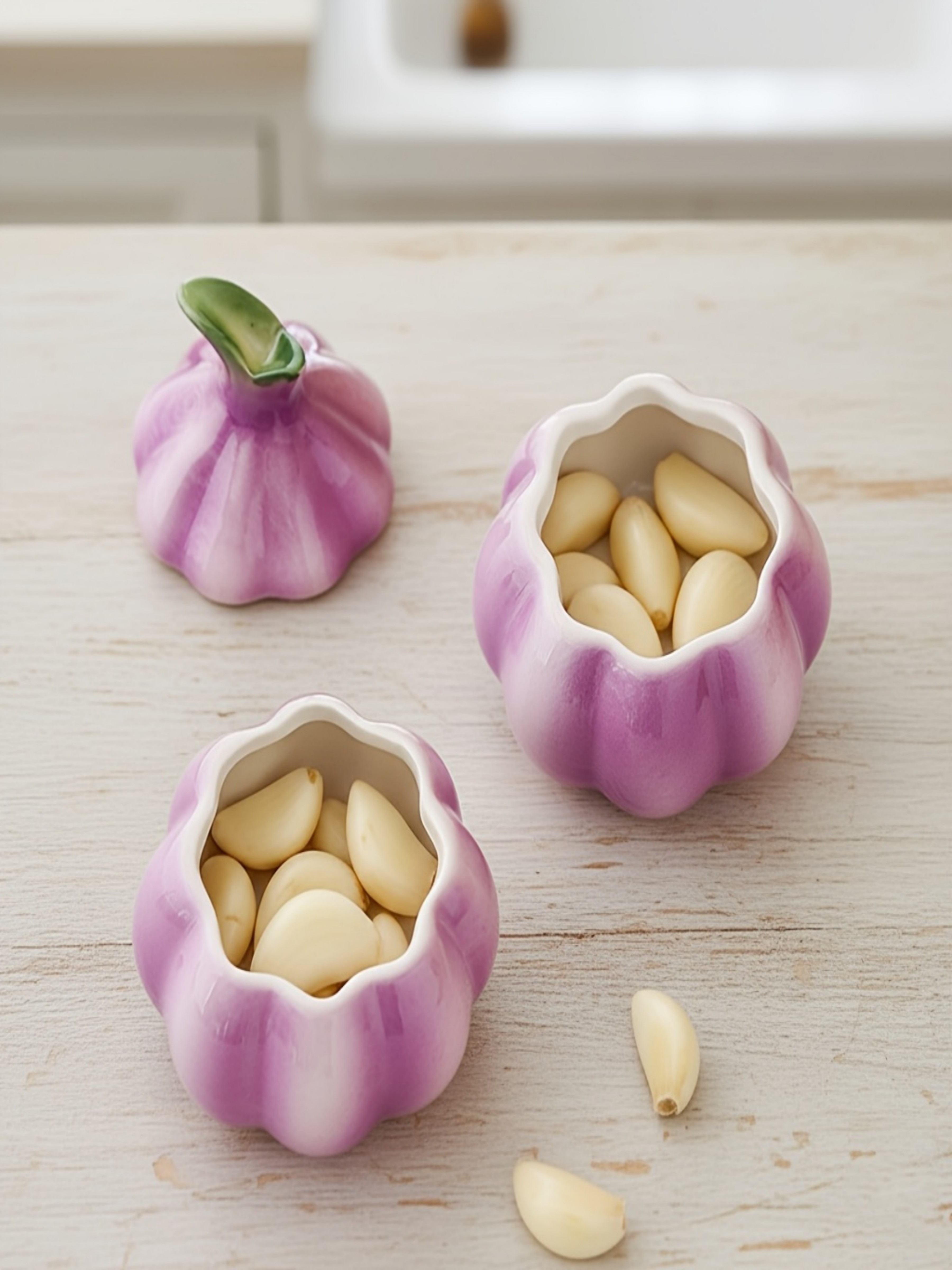 Purple Garlic-Shaped Ceramic Storage Jar