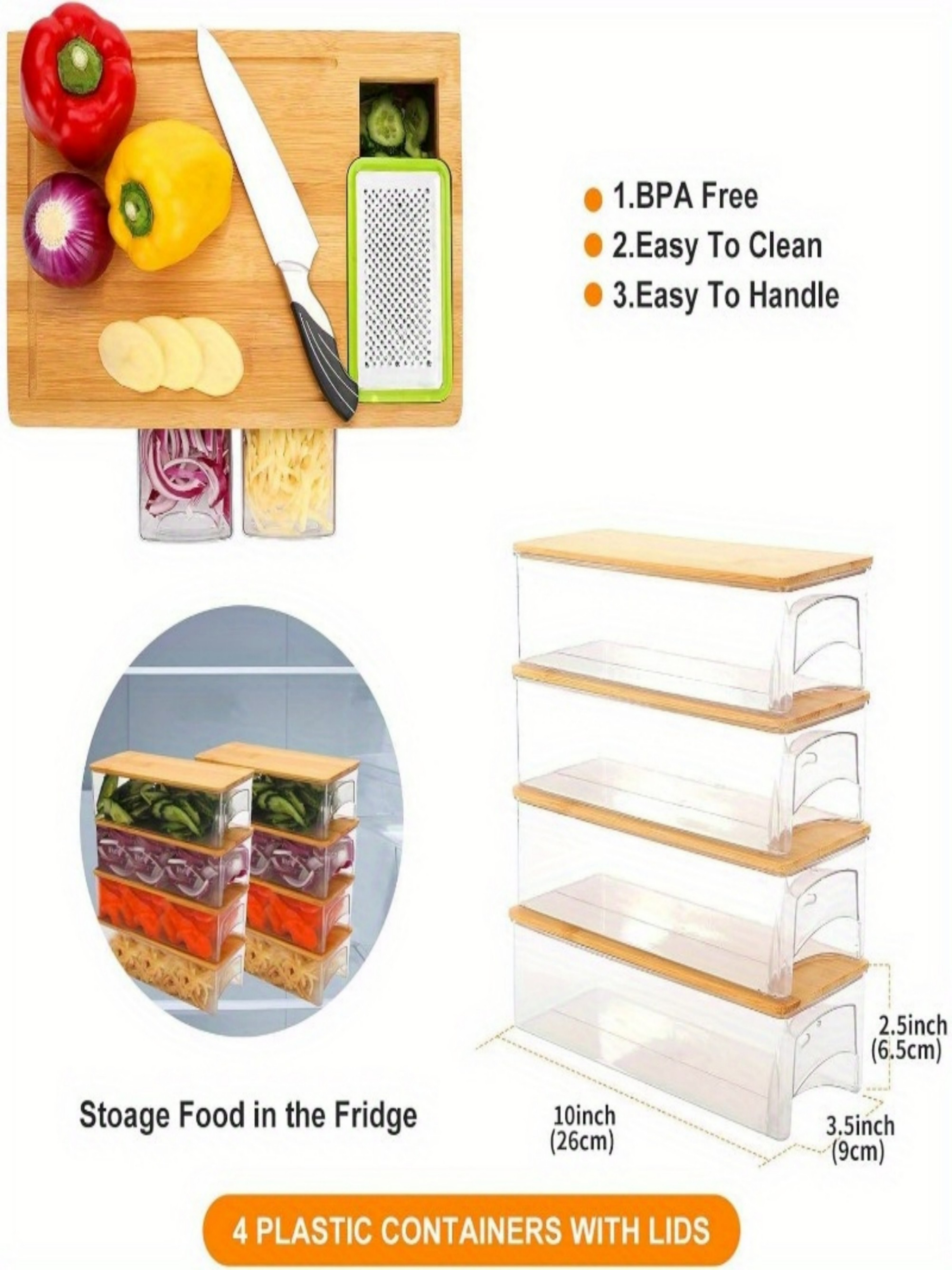 Wooden Kitchen Cutting Board With Four Drawers