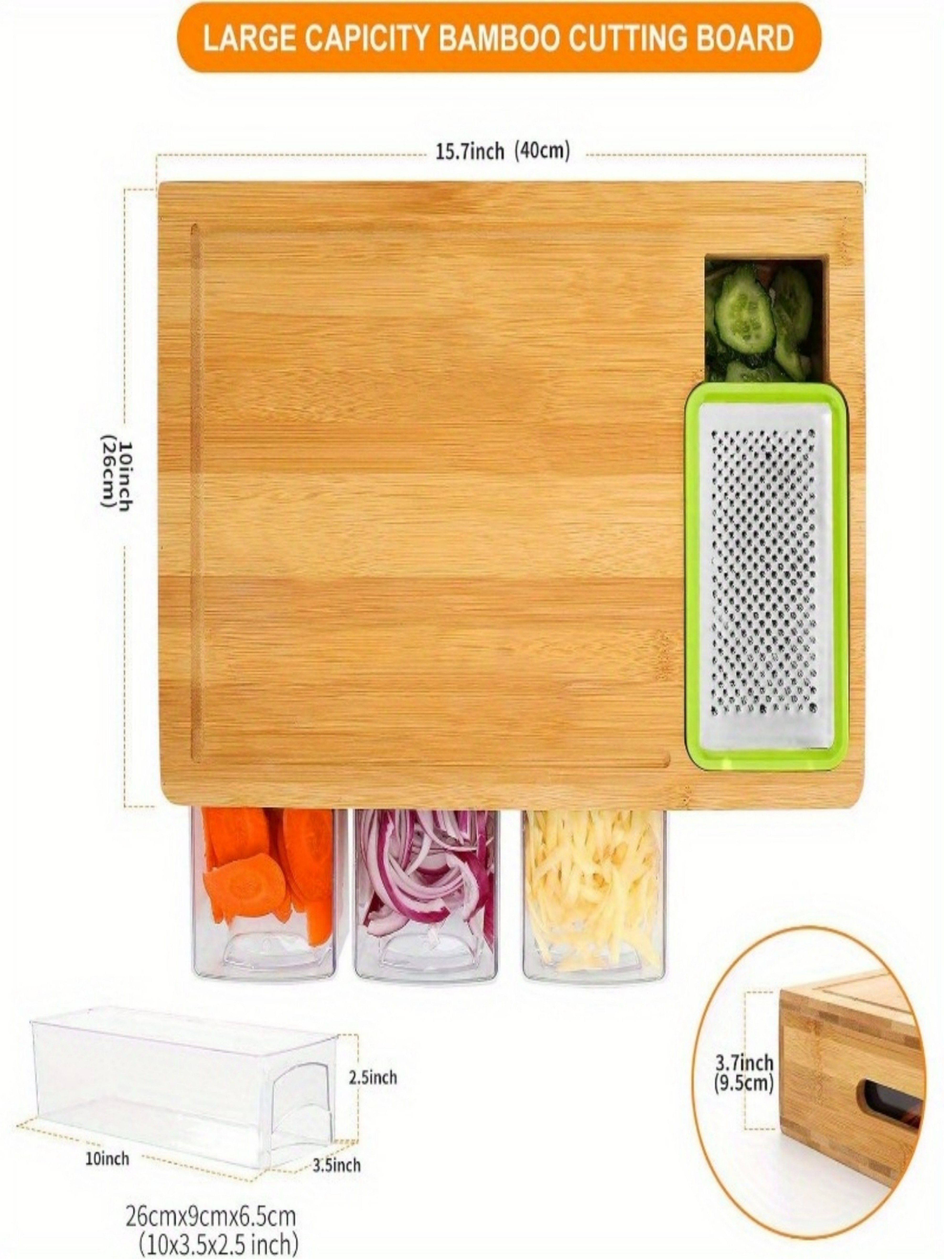 Wooden Kitchen Cutting Board With Four Drawers