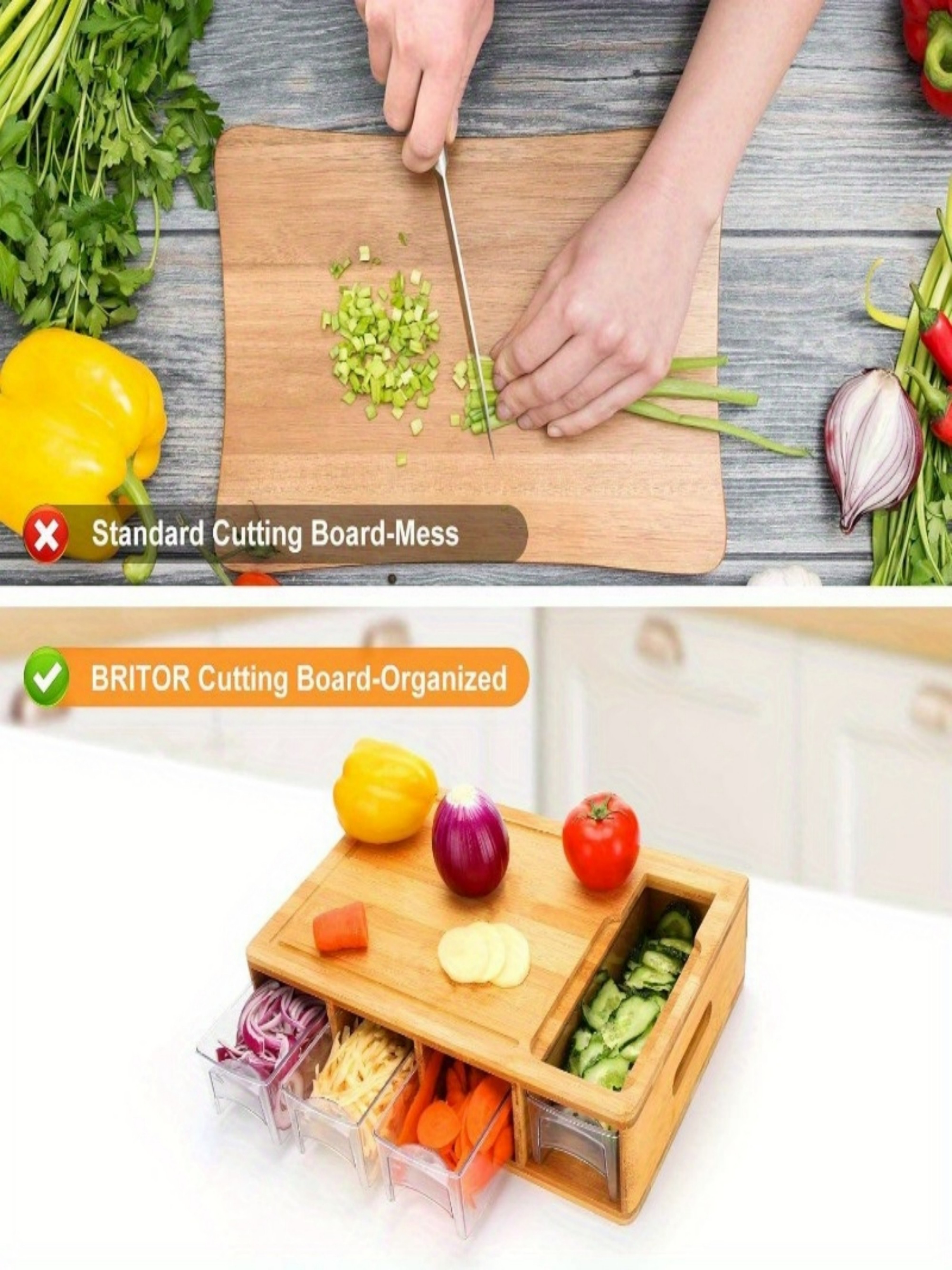 Wooden Kitchen Cutting Board With Four Drawers