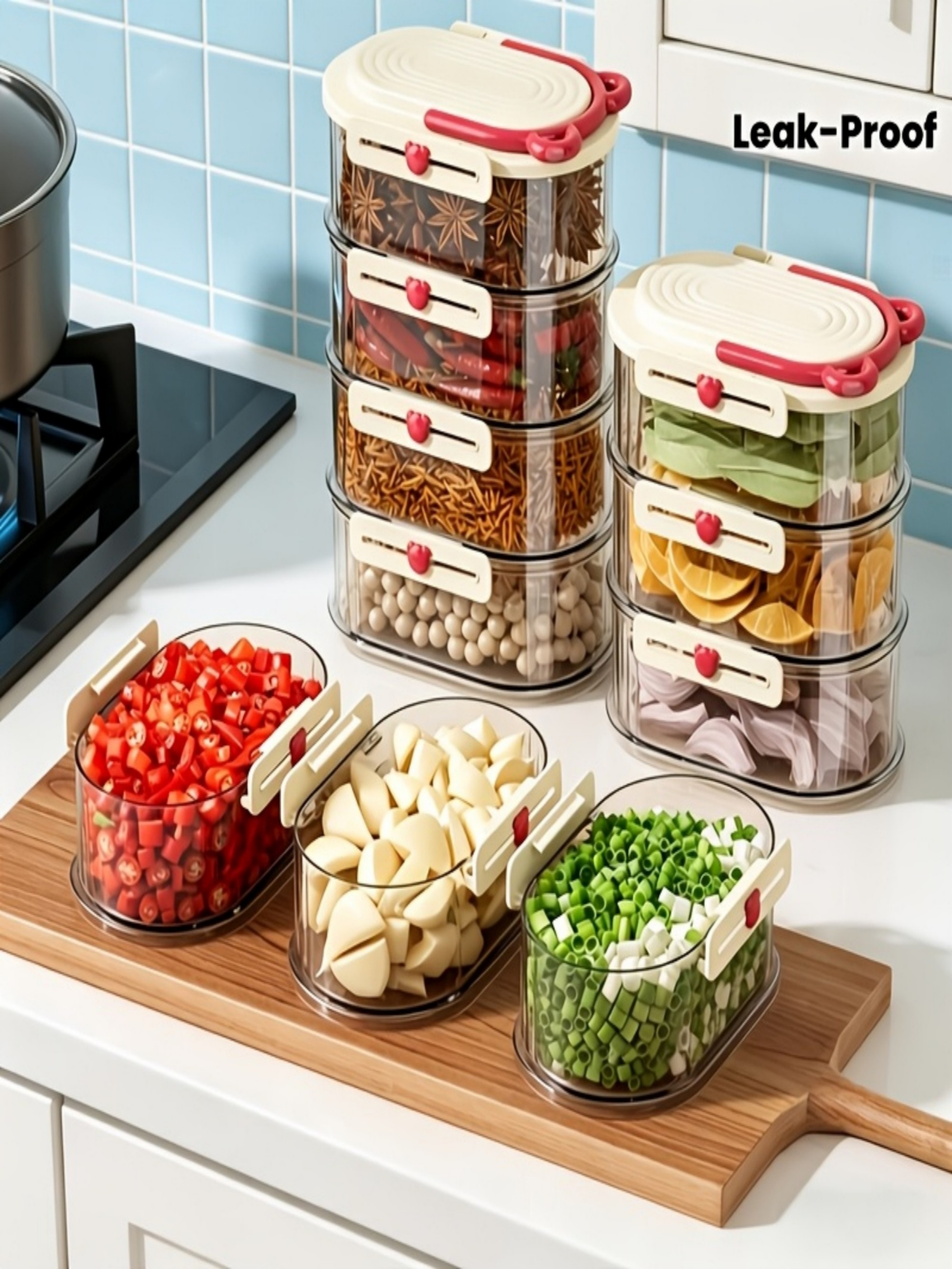 Stackable 4-Tier Food Storage Containers with Lids