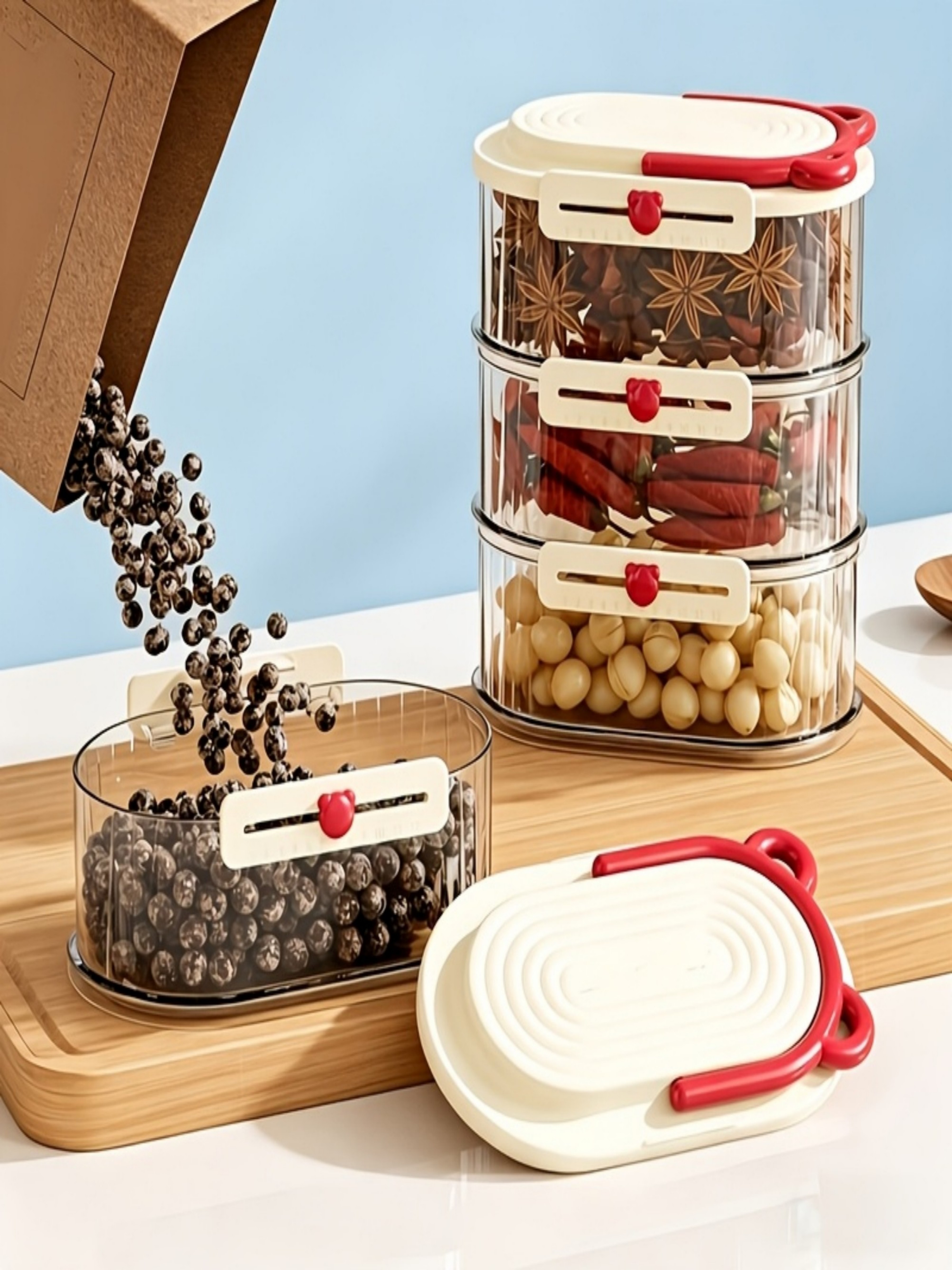 Stackable 4-Tier Food Storage Containers with Lids