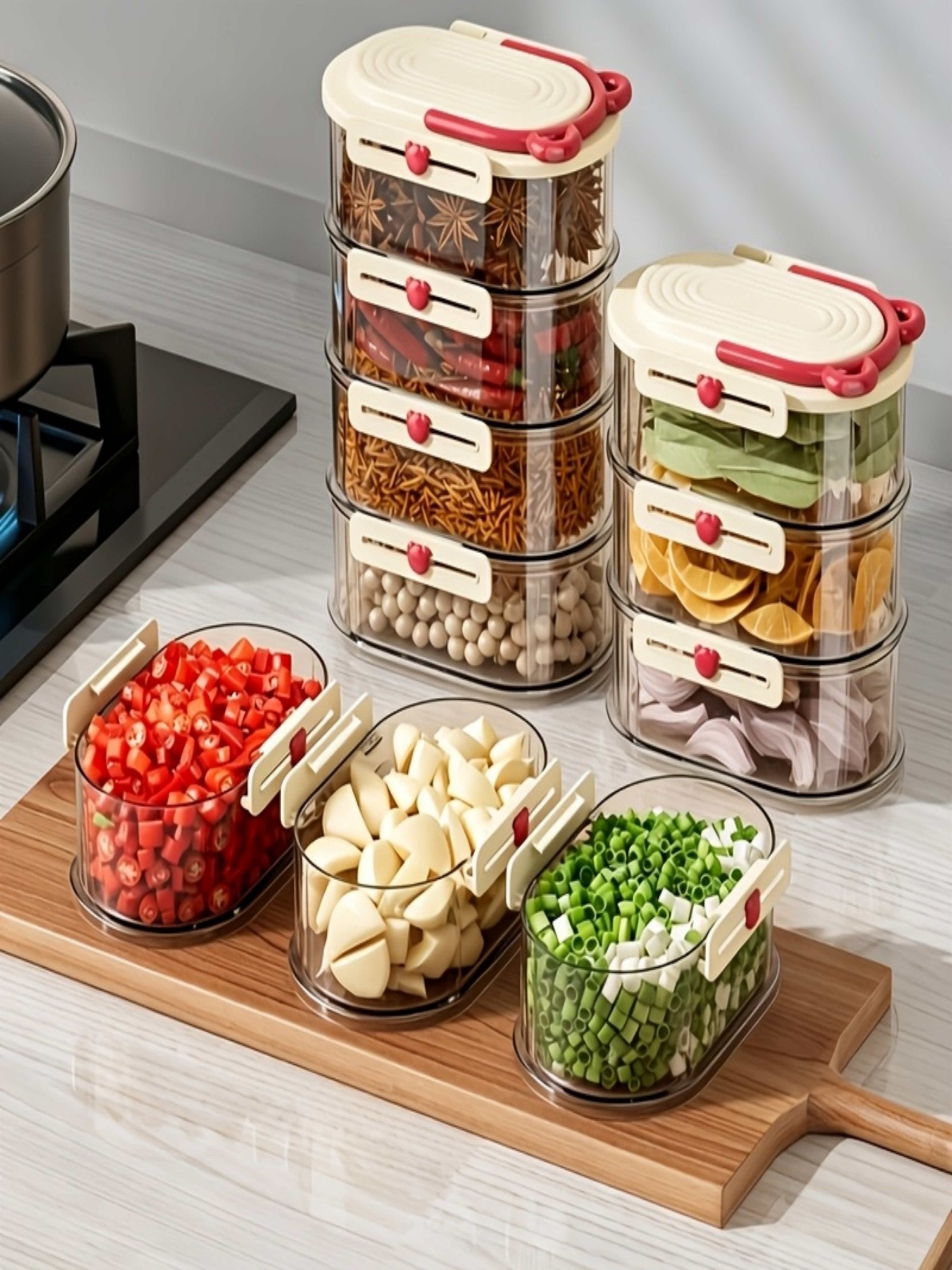 Stackable 4-Tier Food Storage Containers with Lids