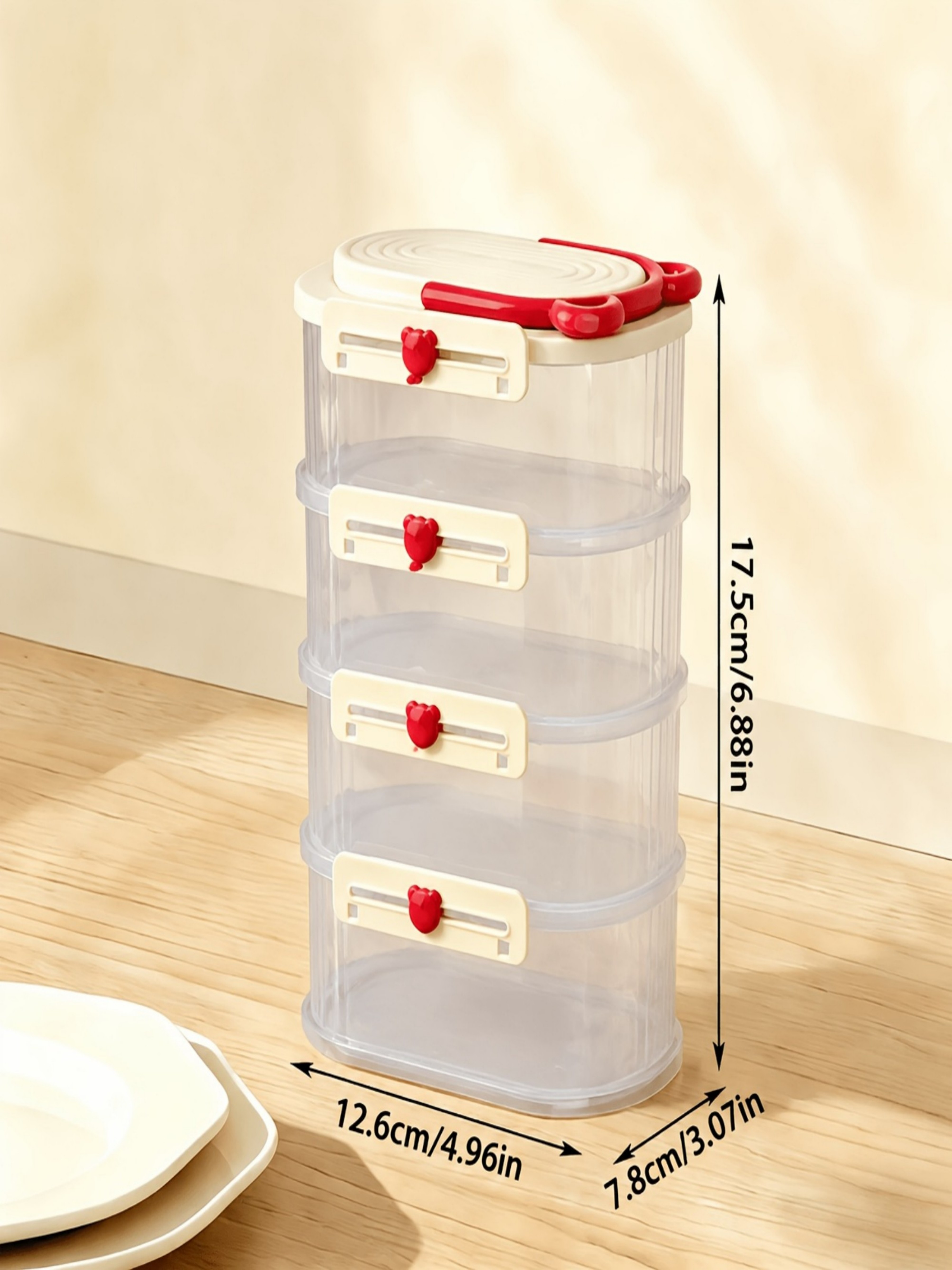 Stackable 4-Tier Food Storage Containers with Lids