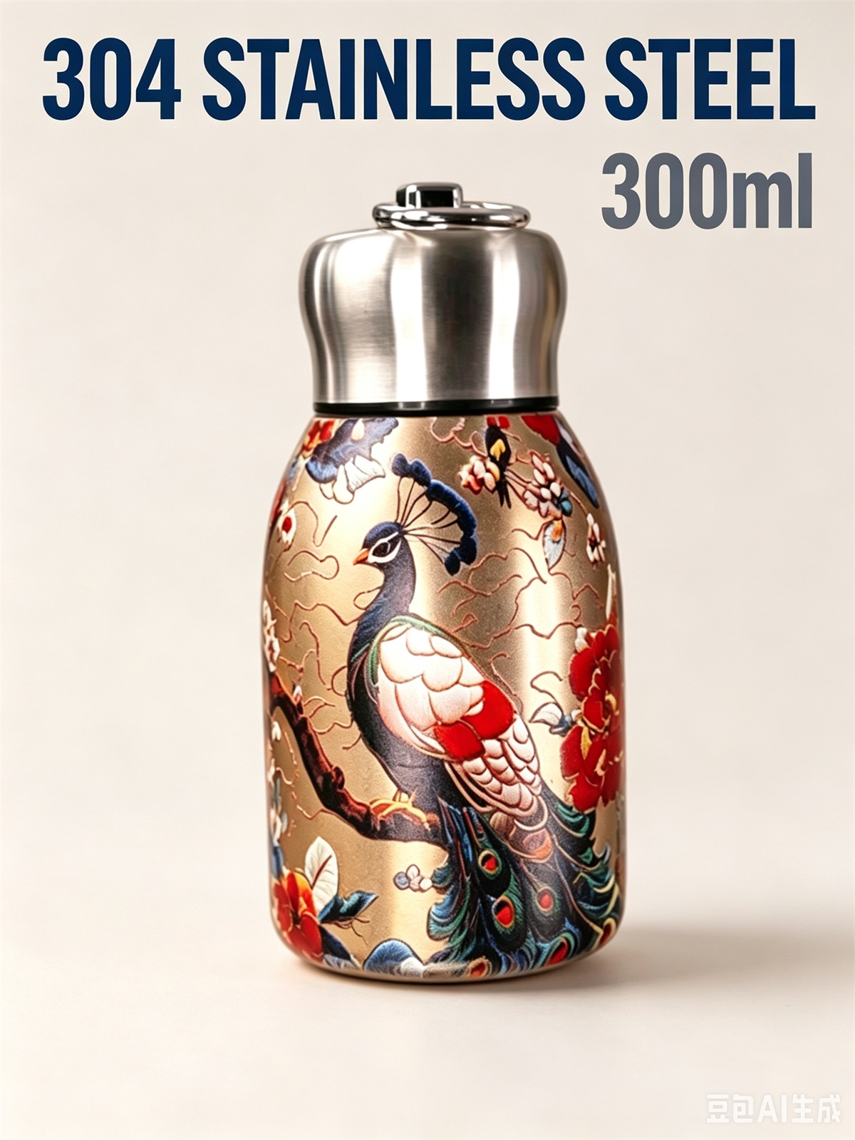 Golden Peacock Stainless Steel Thermal Bottle (300Ml)