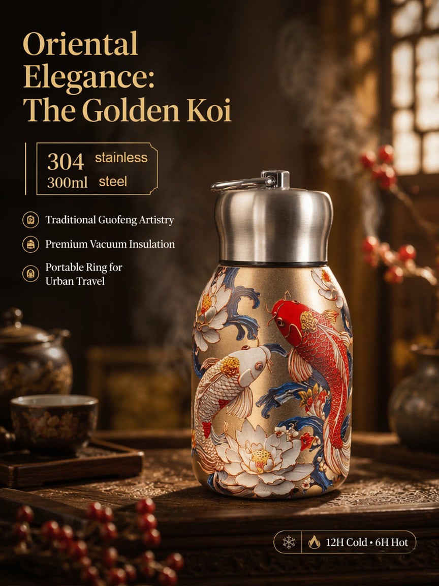 Floral Butterfly Stainless Steel Thermal Bottle - 300ml