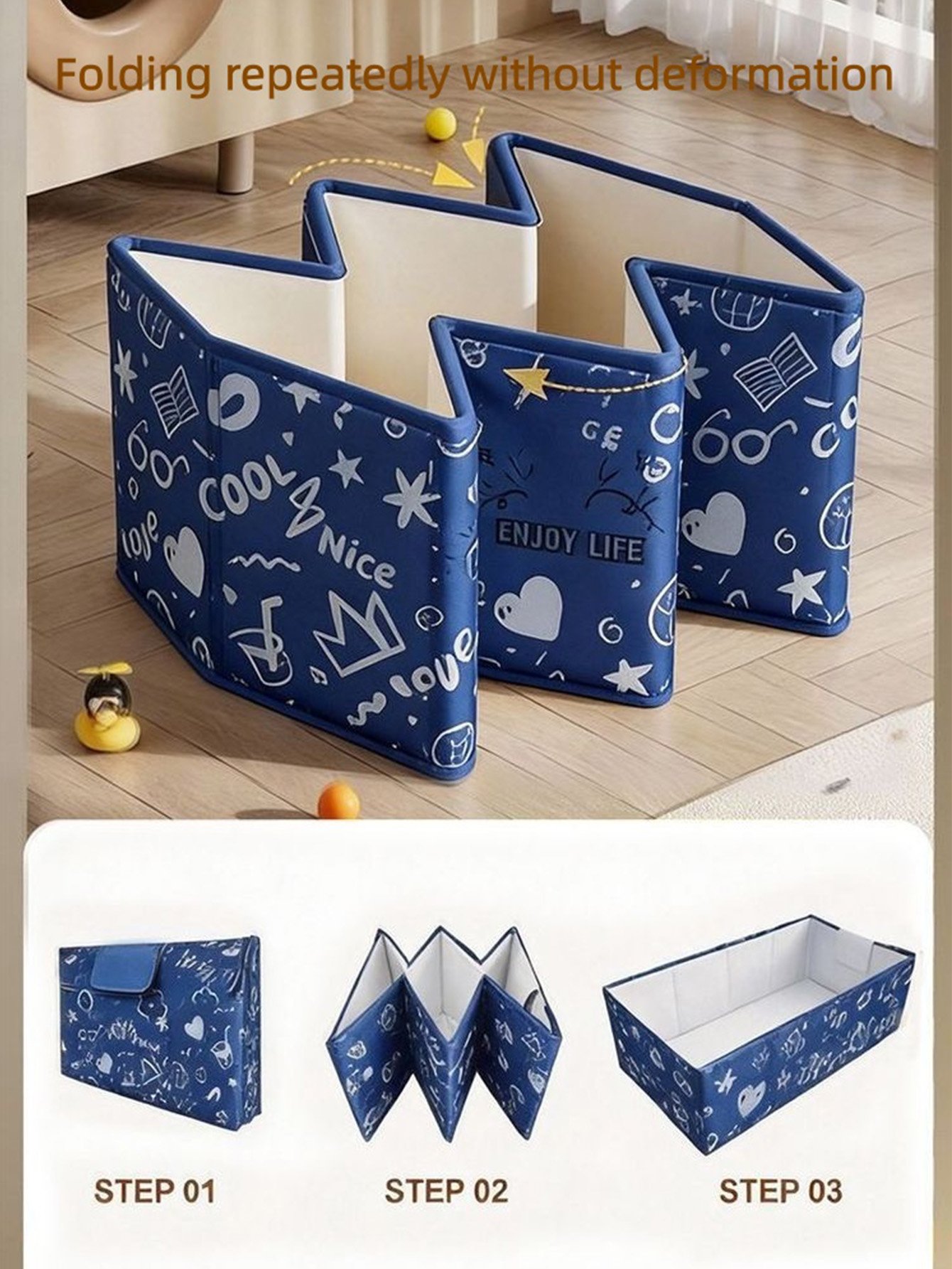 Foldable Blue PVC Baby Bathtub with Pattern