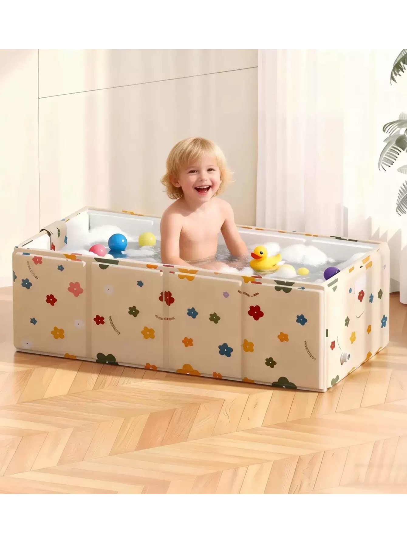 Beige Printed Foldable Bathtub