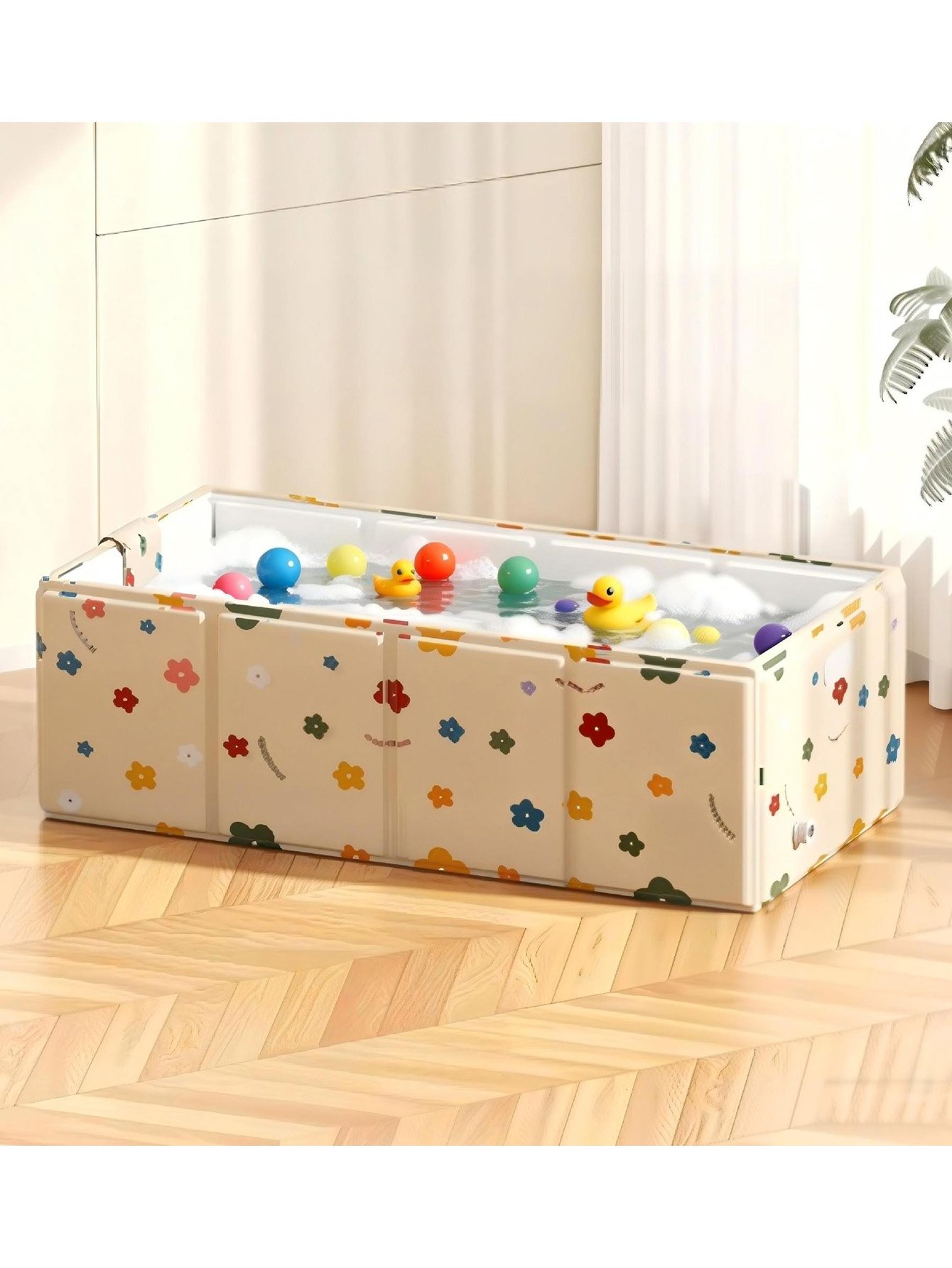 Beige Printed Foldable Bathtub