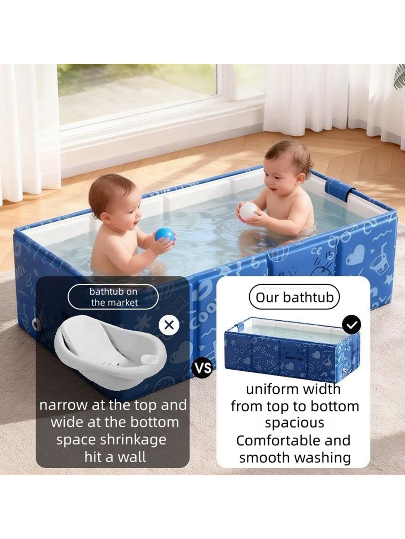 Beige Printed Foldable Bathtub