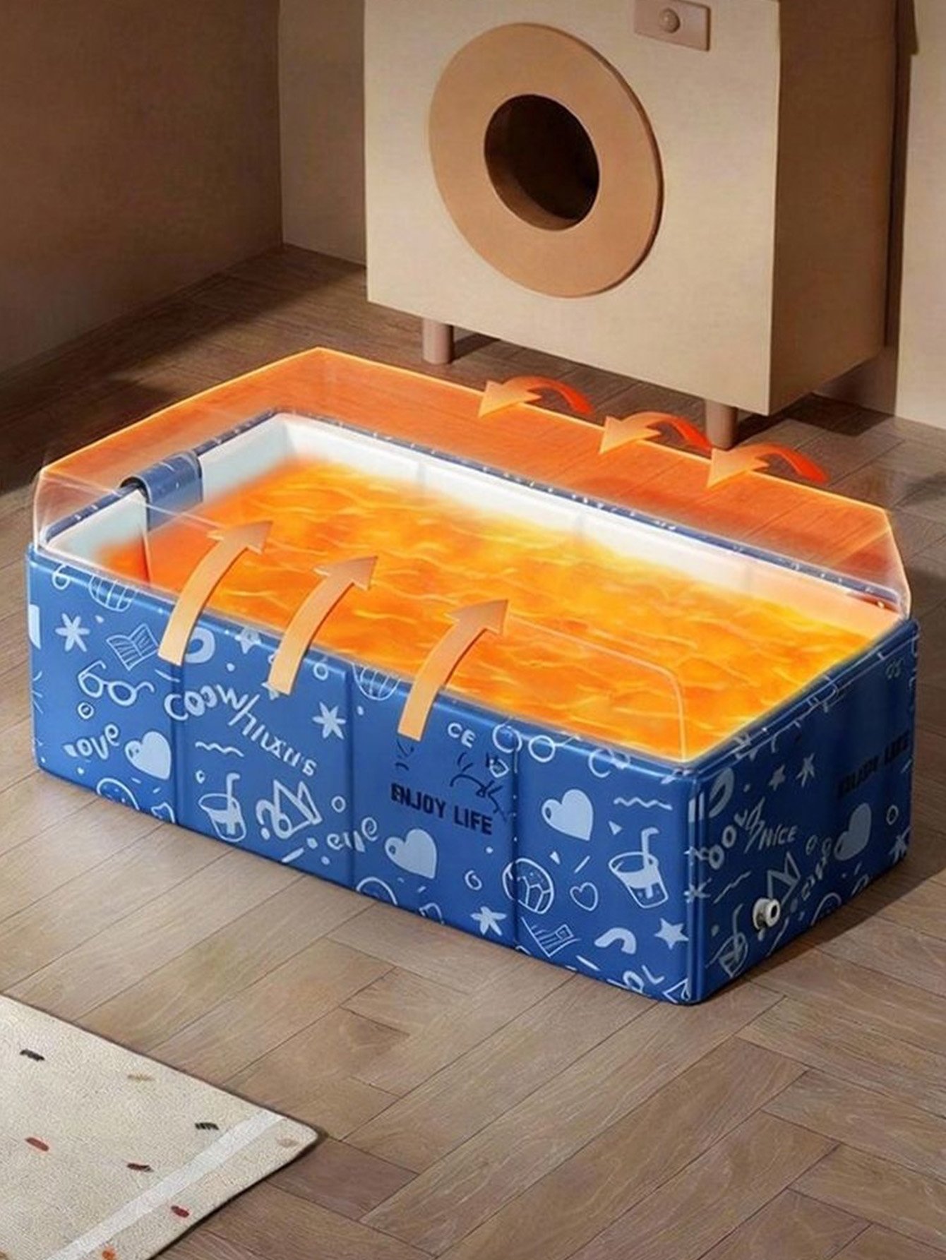 Beige Printed Foldable Bathtub