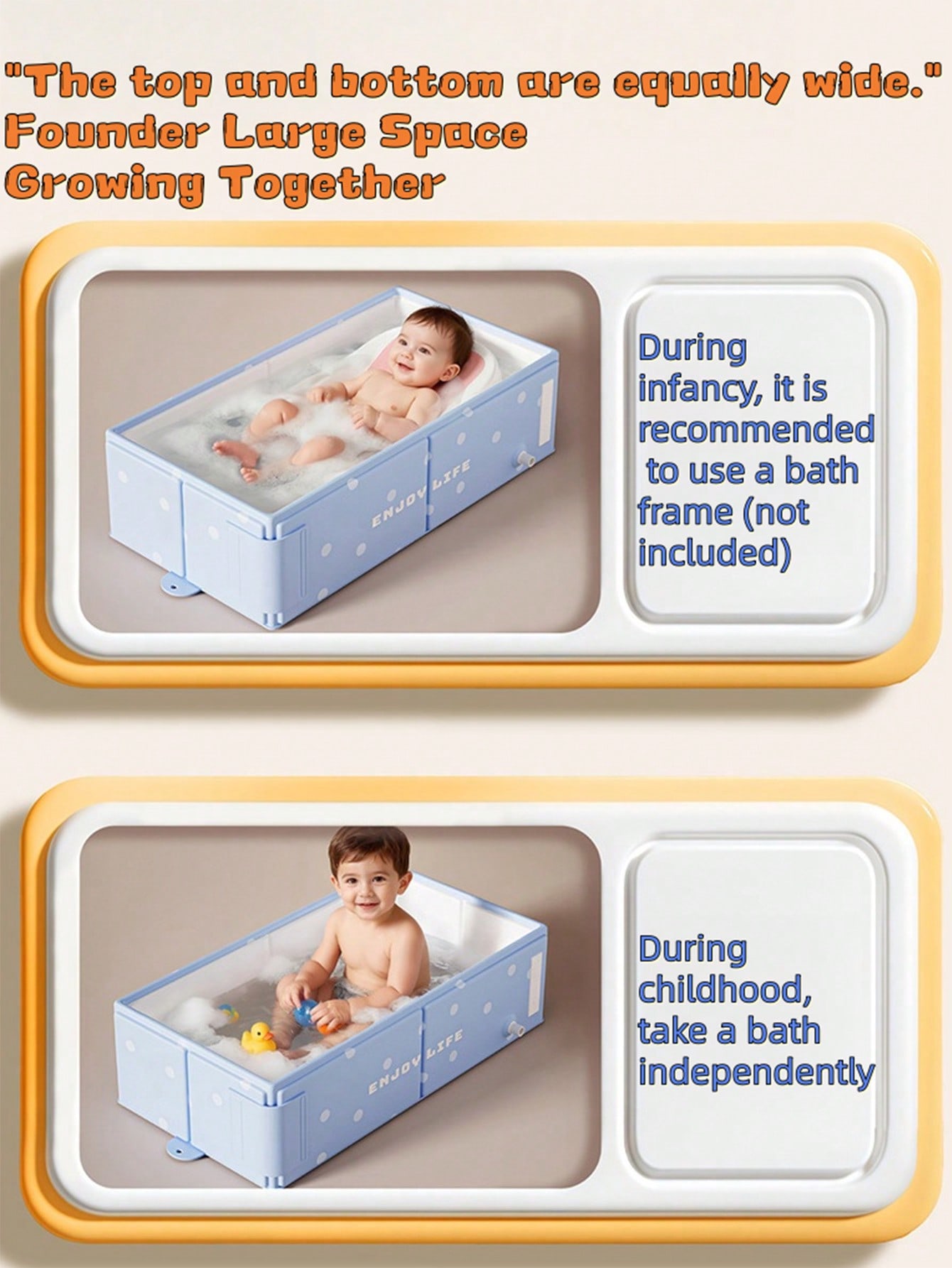FoldablePink PVC Baby Bathtub with Pattern