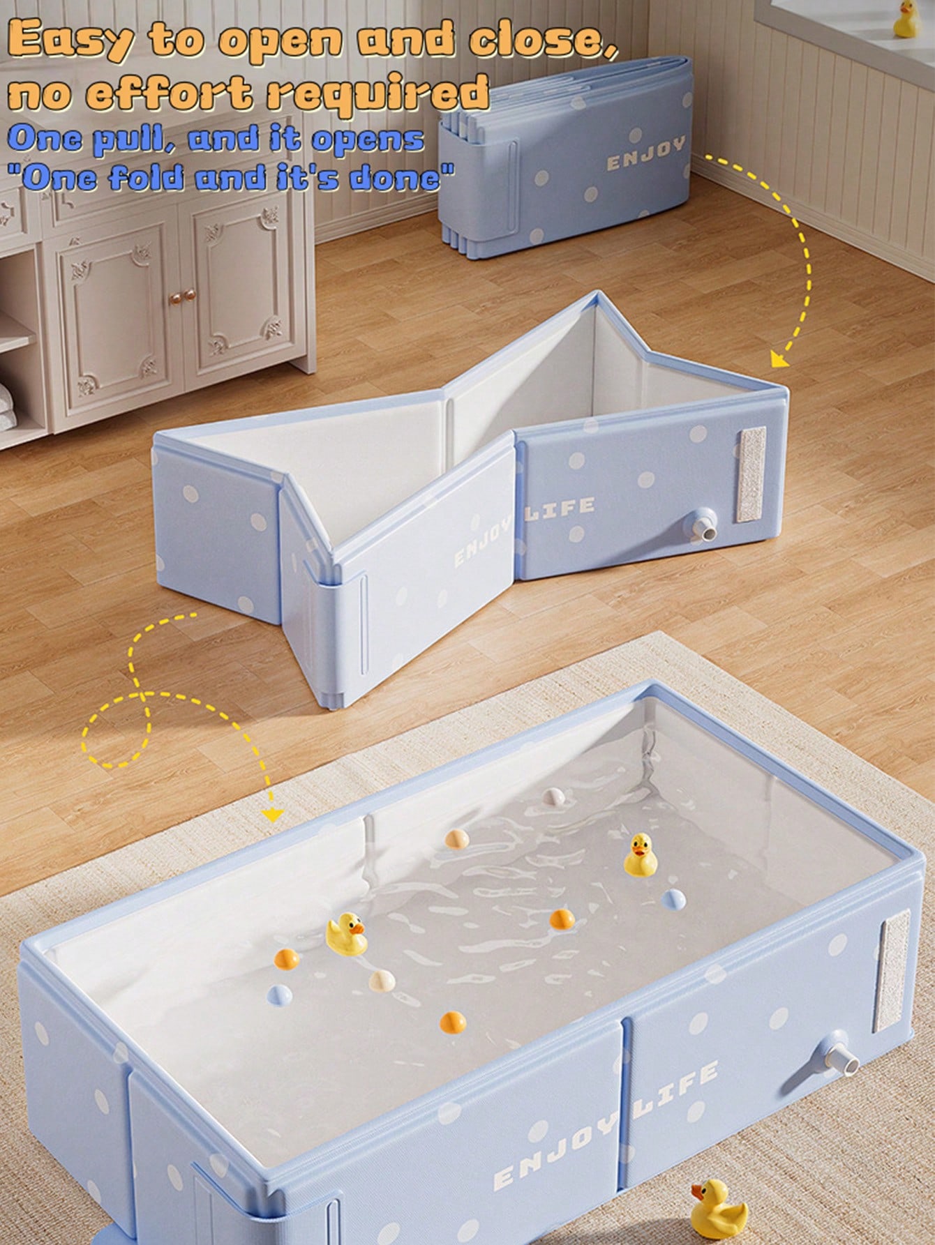 FoldablePink PVC Baby Bathtub with Pattern