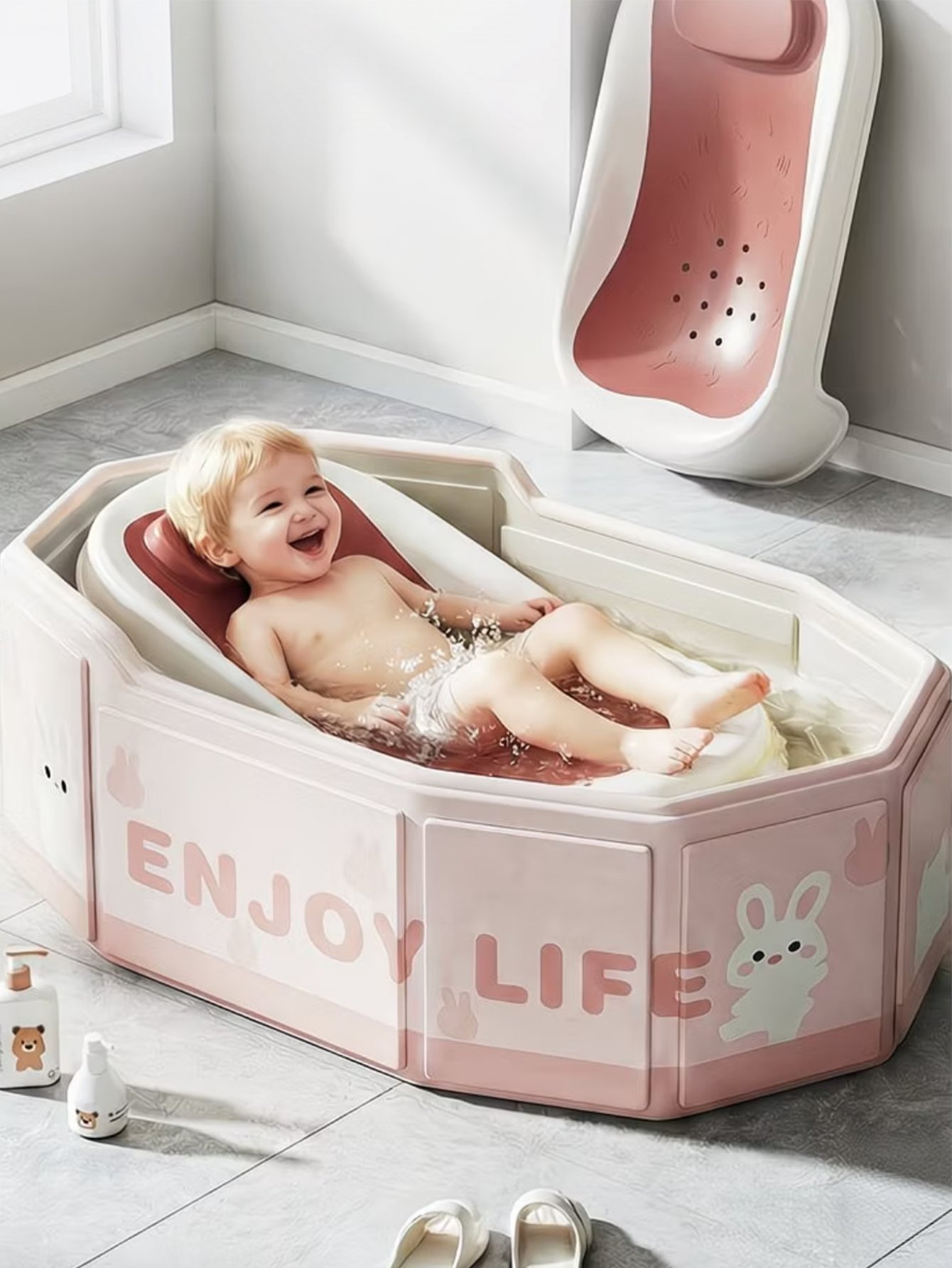 Pink Printed Baby Bathtub