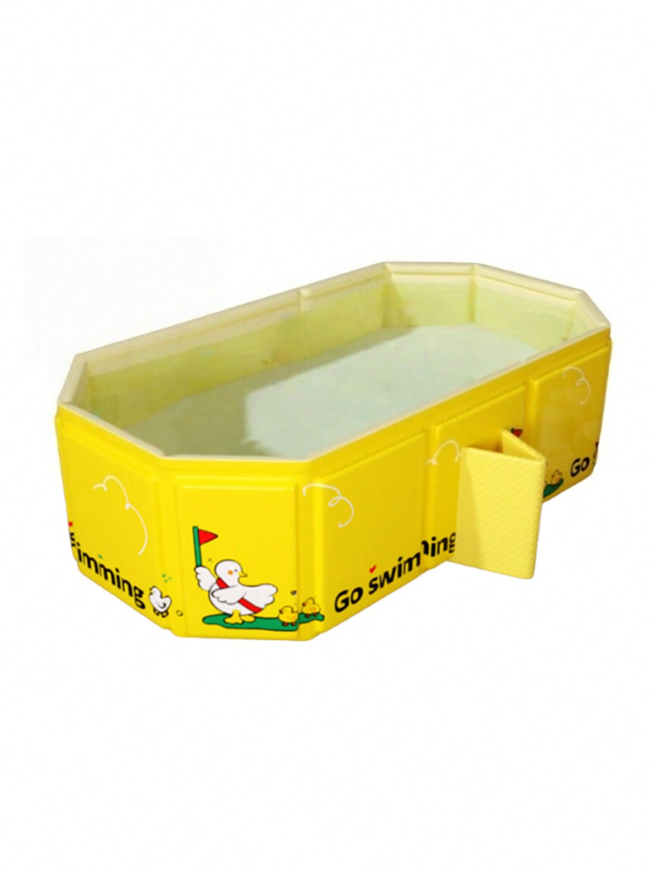 Yellow PVC Folding Baby Bathtub with Cartoon Duck Pattern 
