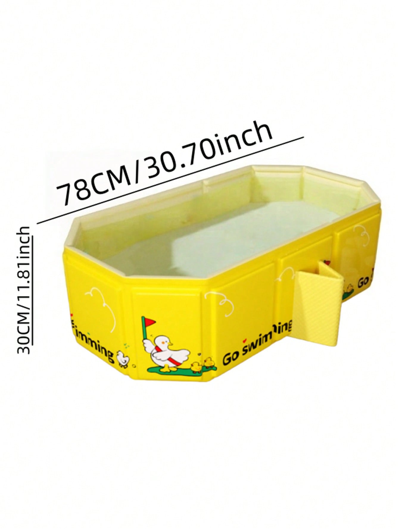Yellow PVC Folding Baby Bathtub with Cartoon Duck Pattern 