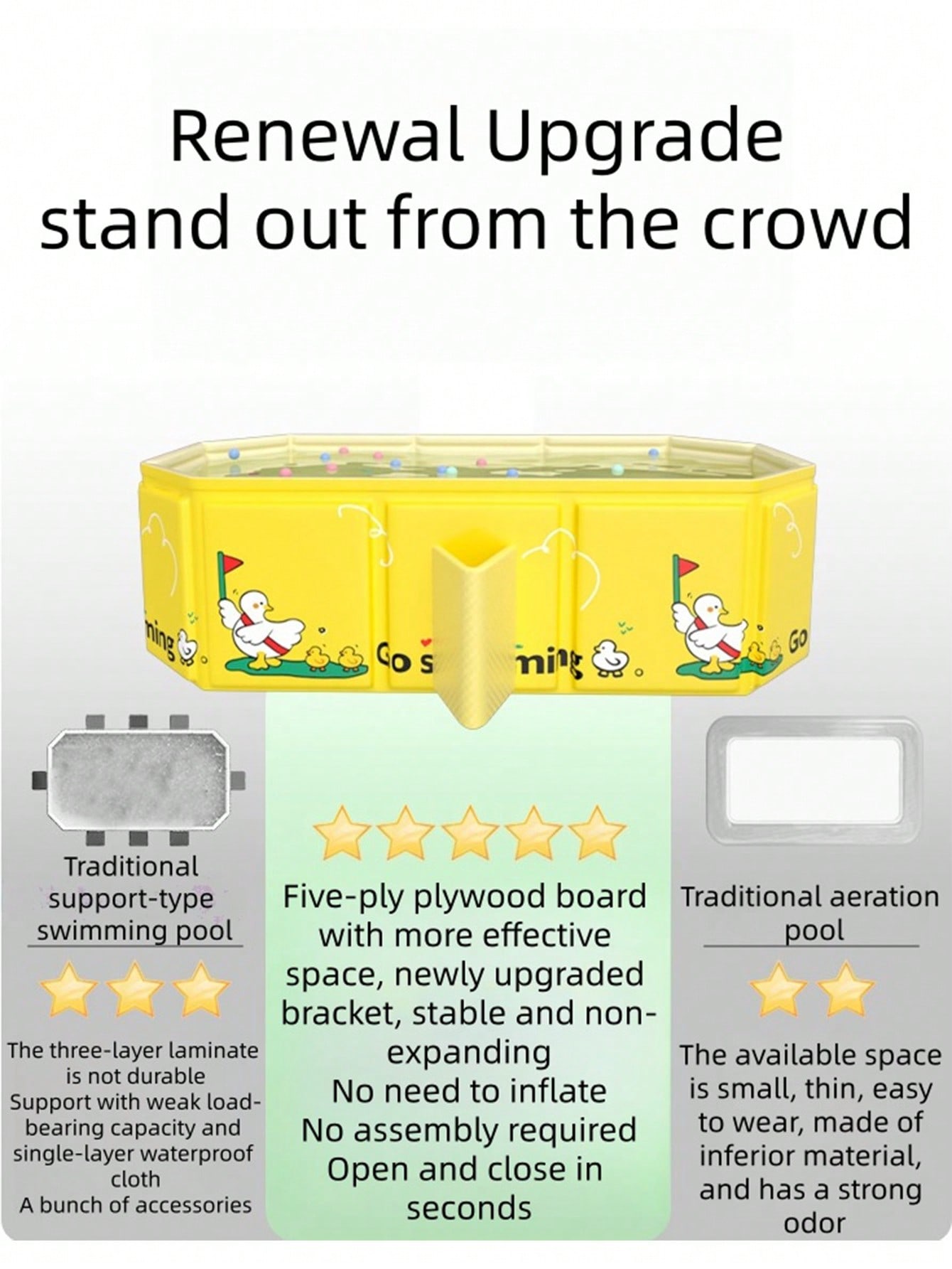 Portable PVC Folding Baby Bathtub with Cute Duck Pattern