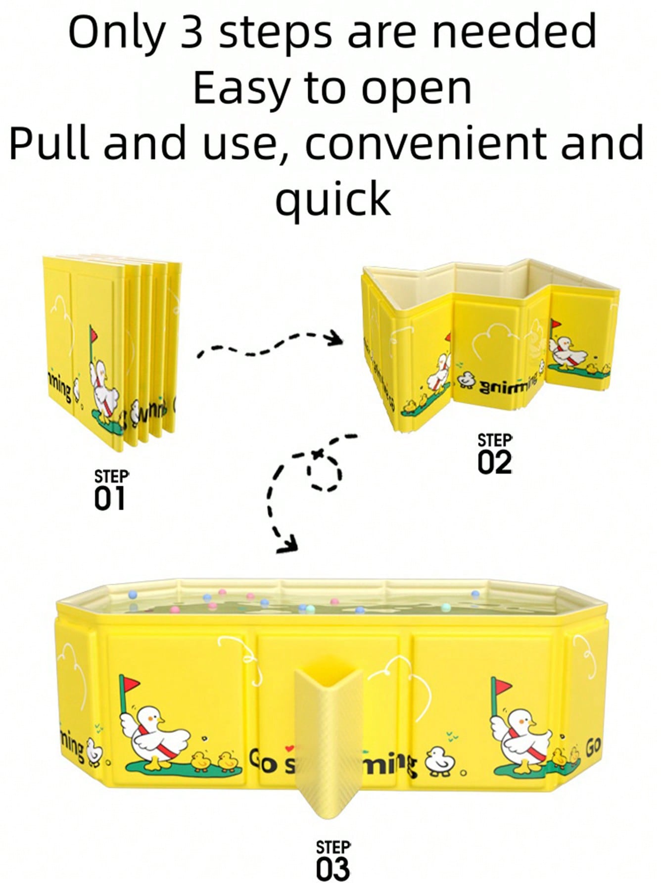Portable PVC Folding Baby Bathtub with Cute Duck Pattern