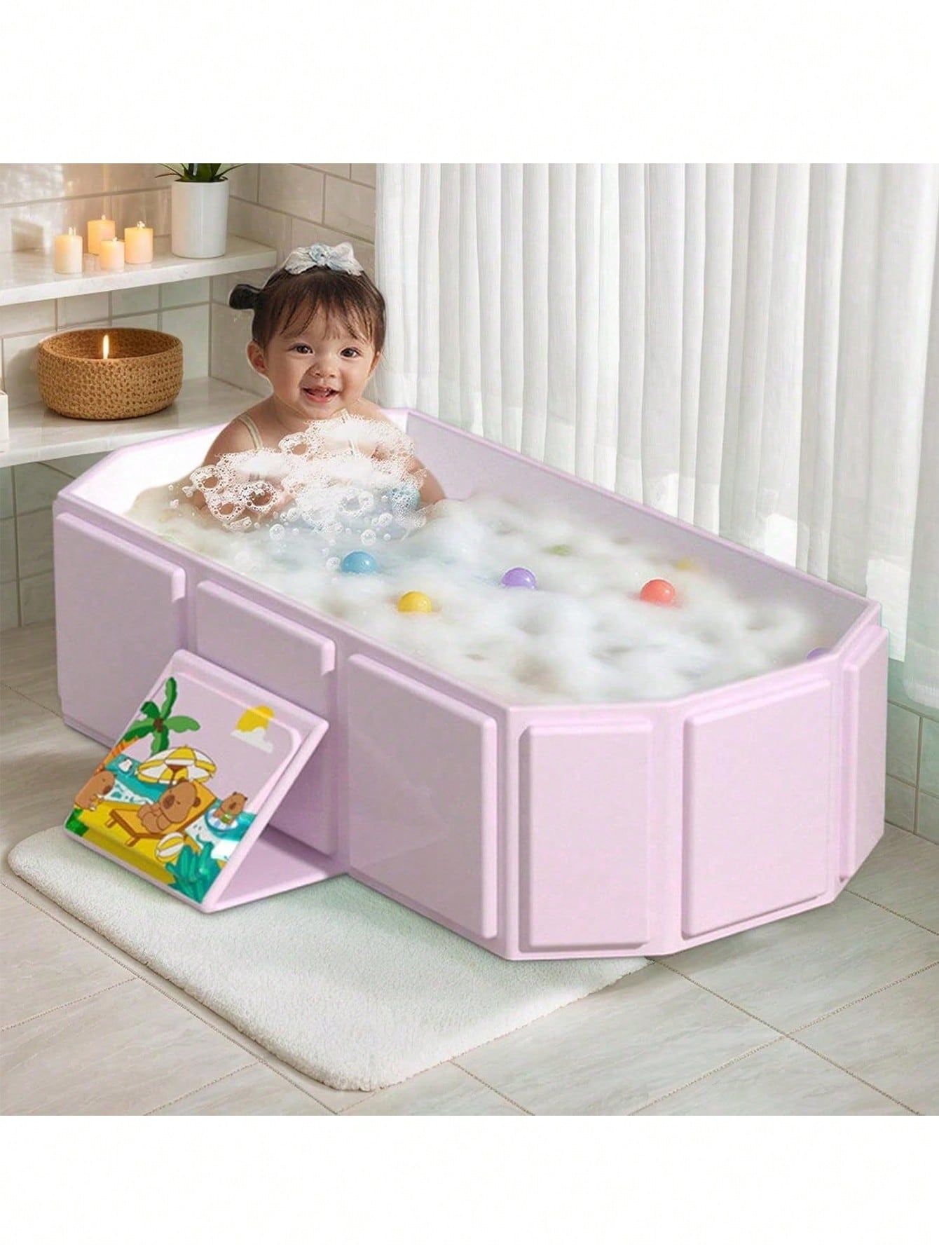 Pink Graphic Folding Bathtub