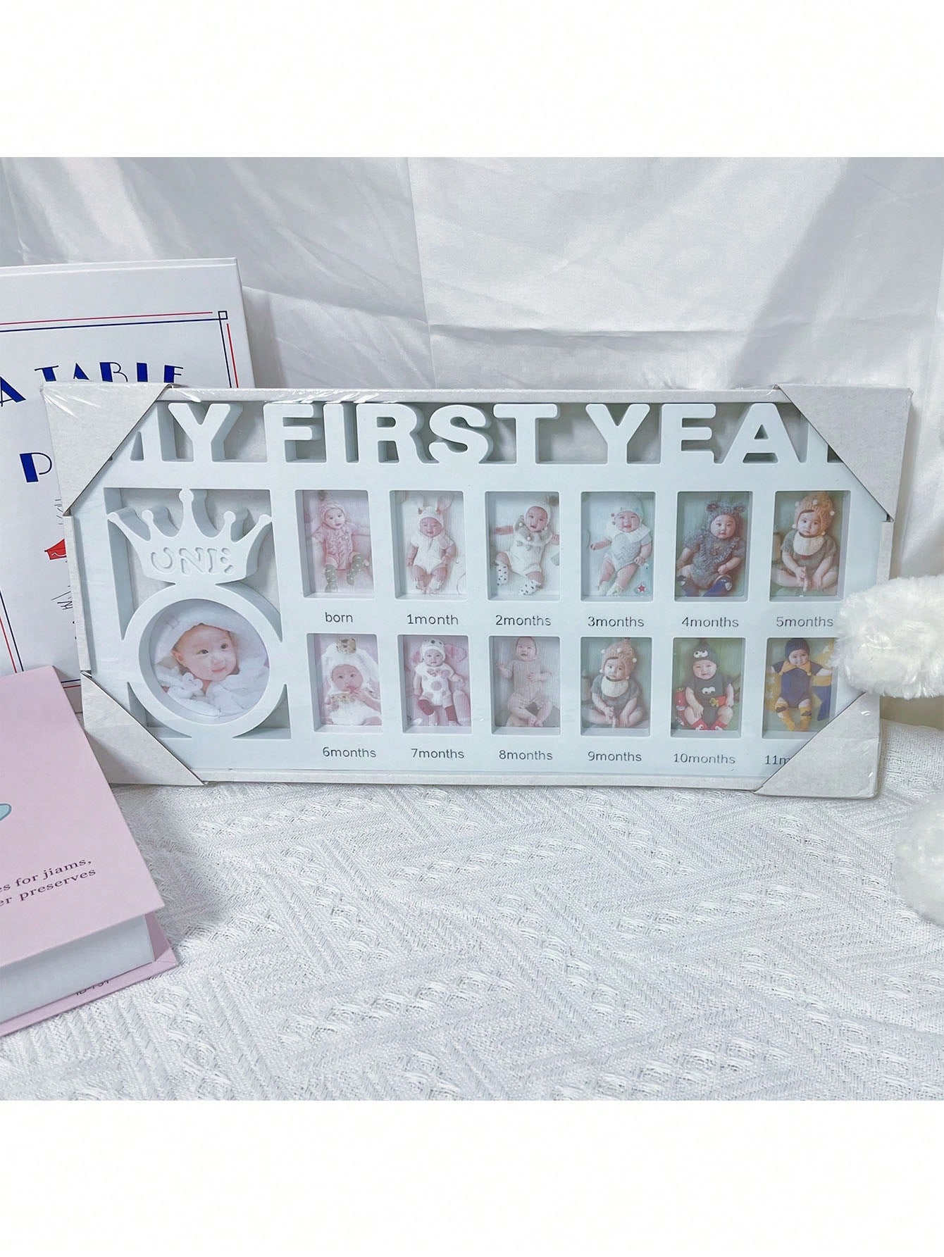 White Plastic My First Year Multi Photo Frame